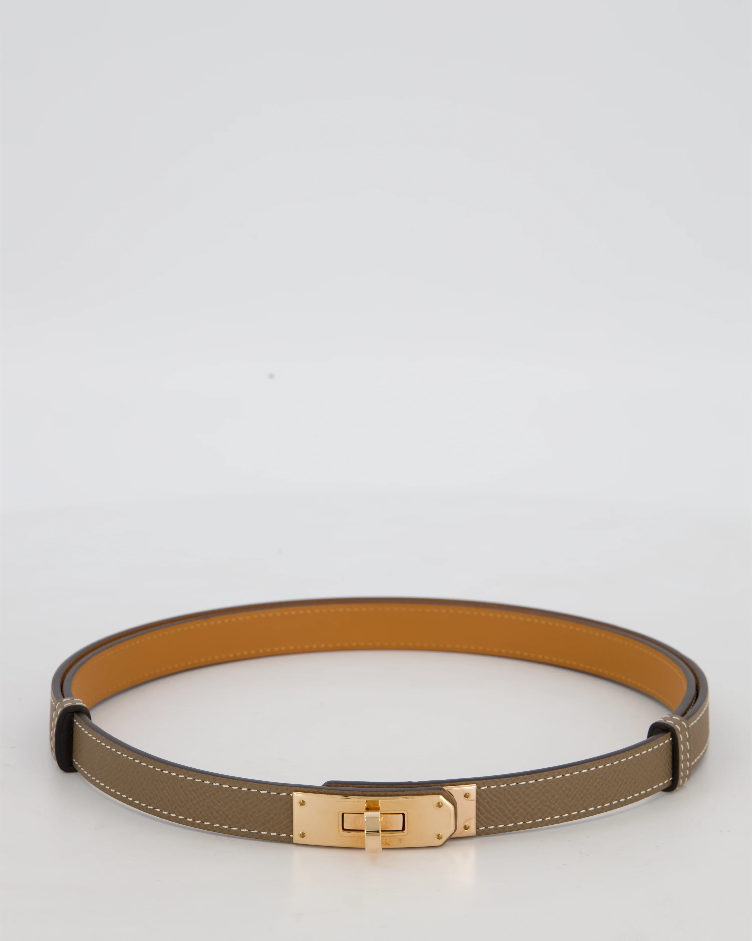 Hermès Kelly-To-Go Belt in Etoupe Epsom Leather with Rose Gold Hardware