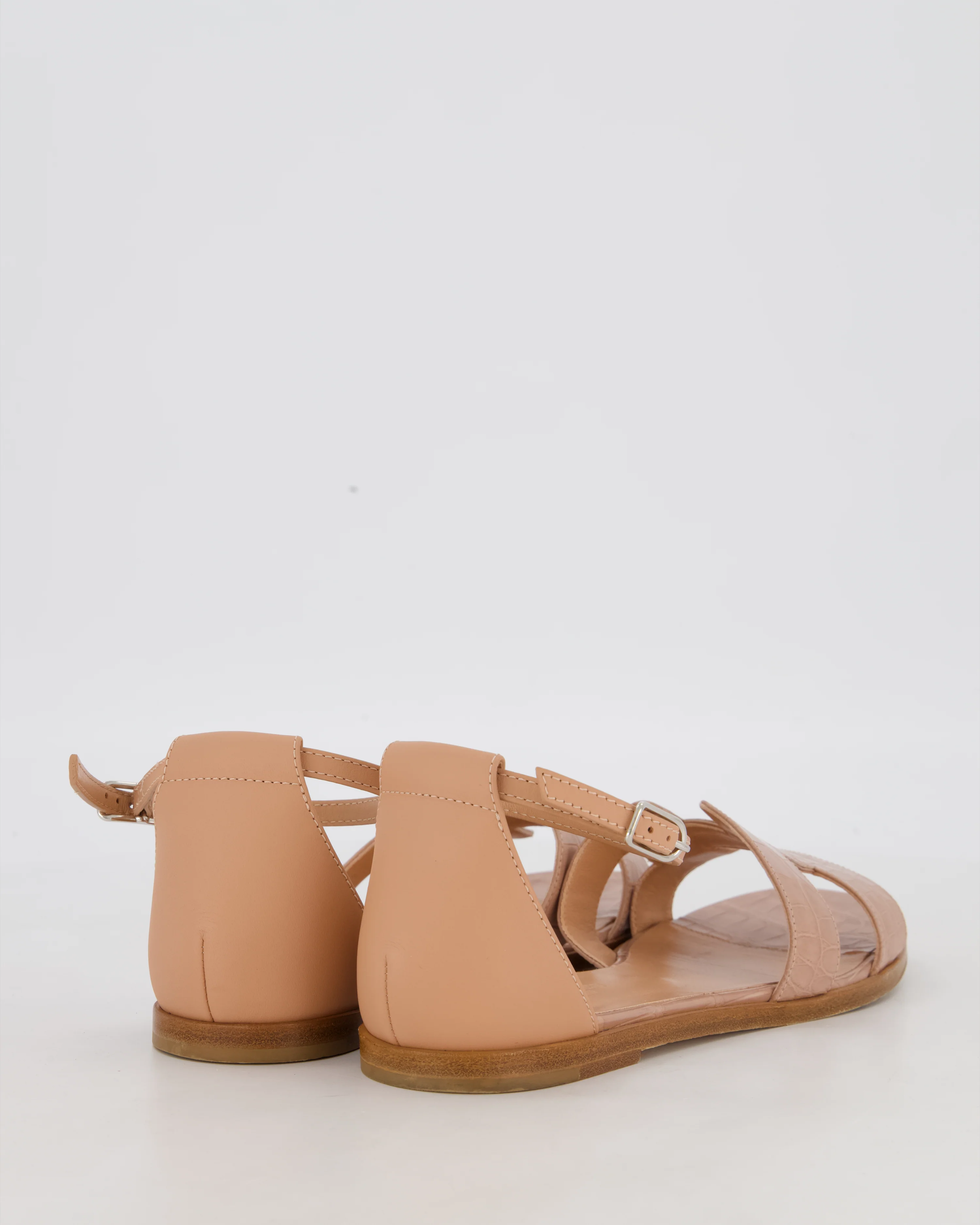 Hermès Santorini Sandal in Rose Porcelaine Mississippiensis Alligator and Calfskin Leather Size EU 37 - Image 3