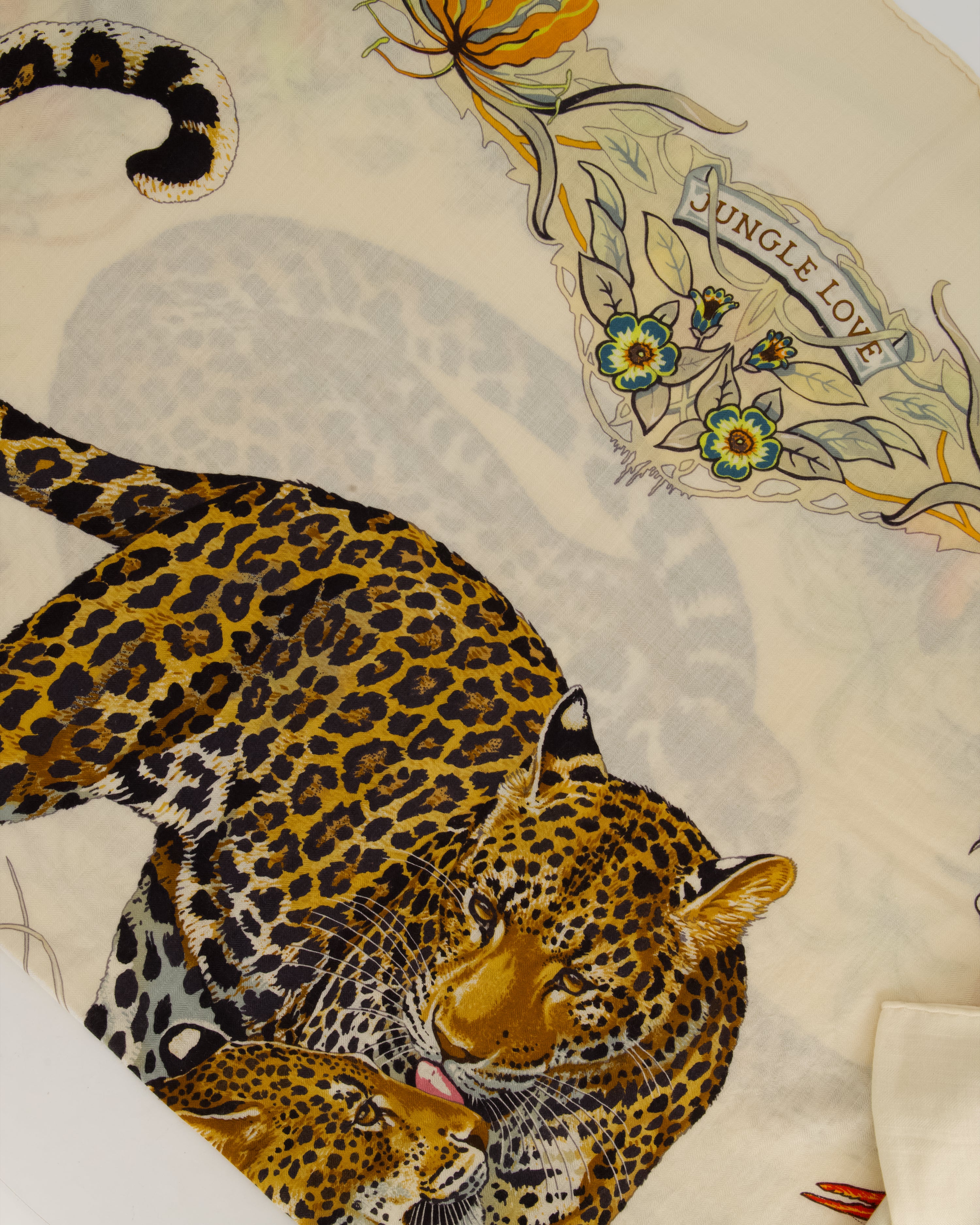 Hermès Beige and Orange "Jungle Love" Cashmere and Silk Shawl - Image 2