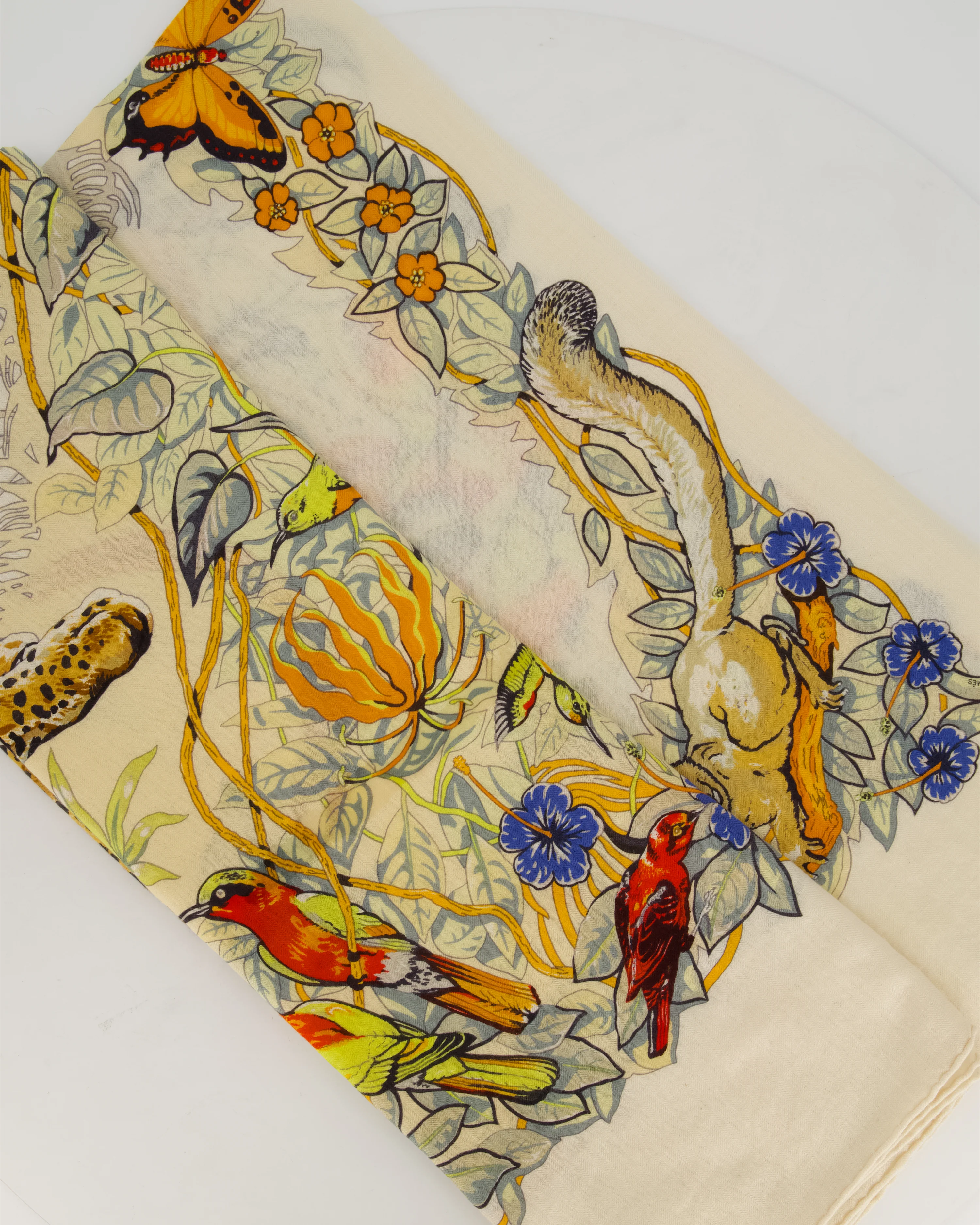 Hermès Beige and Orange "Jungle Love" Cashmere and Silk Shawl - Image 3