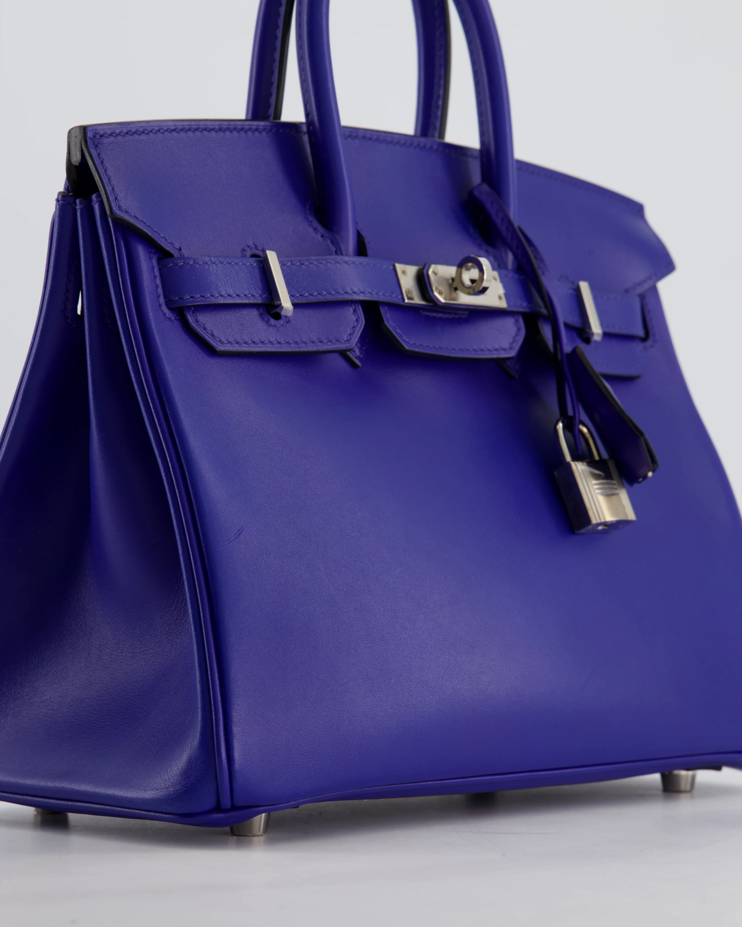 Hermès Birkin 25 Retourne Bag in Blue Electrique Tadelakt Leather with Palladium Hardware - Image 10