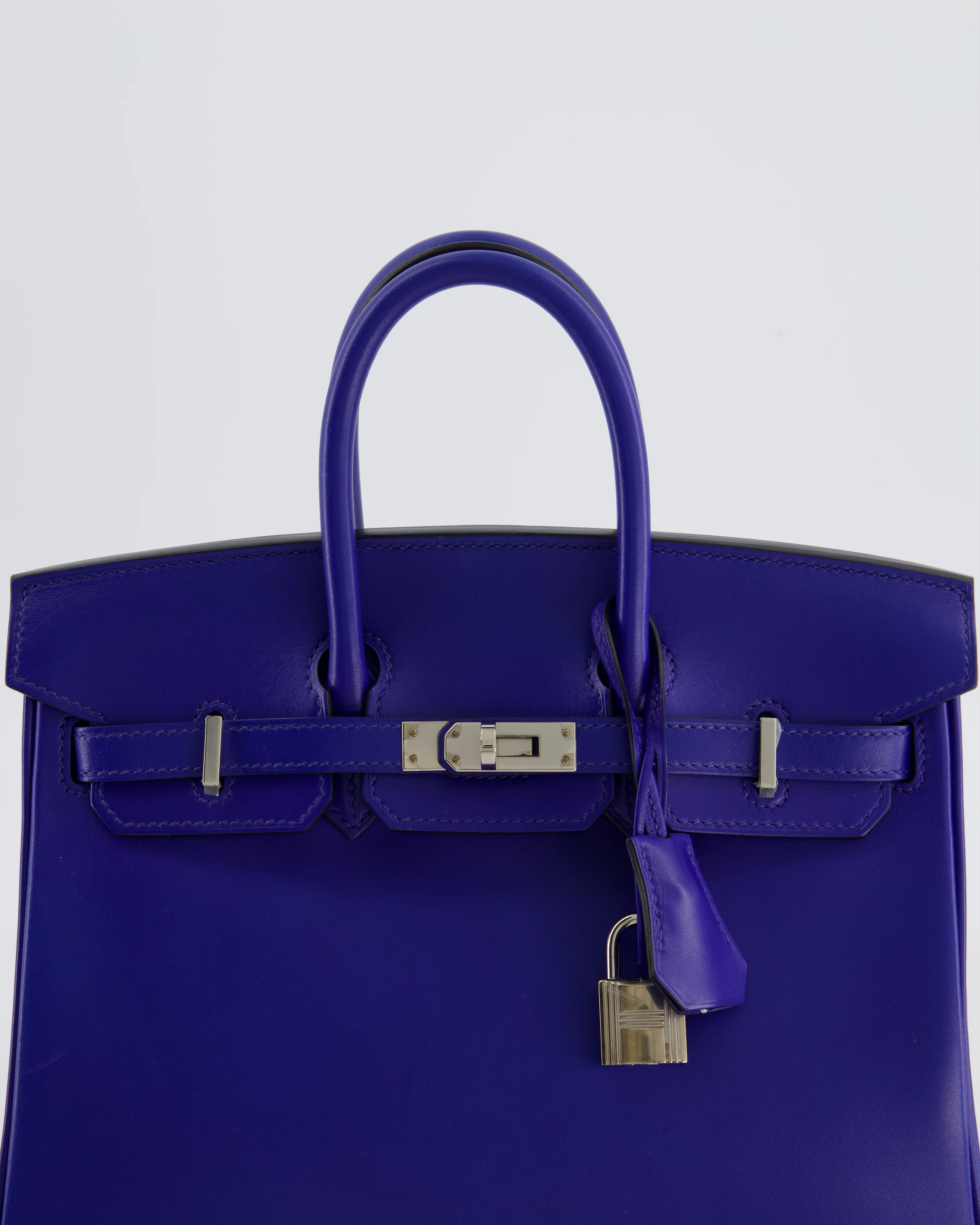Hermès Birkin 25 Retourne Bag in Blue Electrique Tadelakt Leather with Palladium Hardware - Image 14