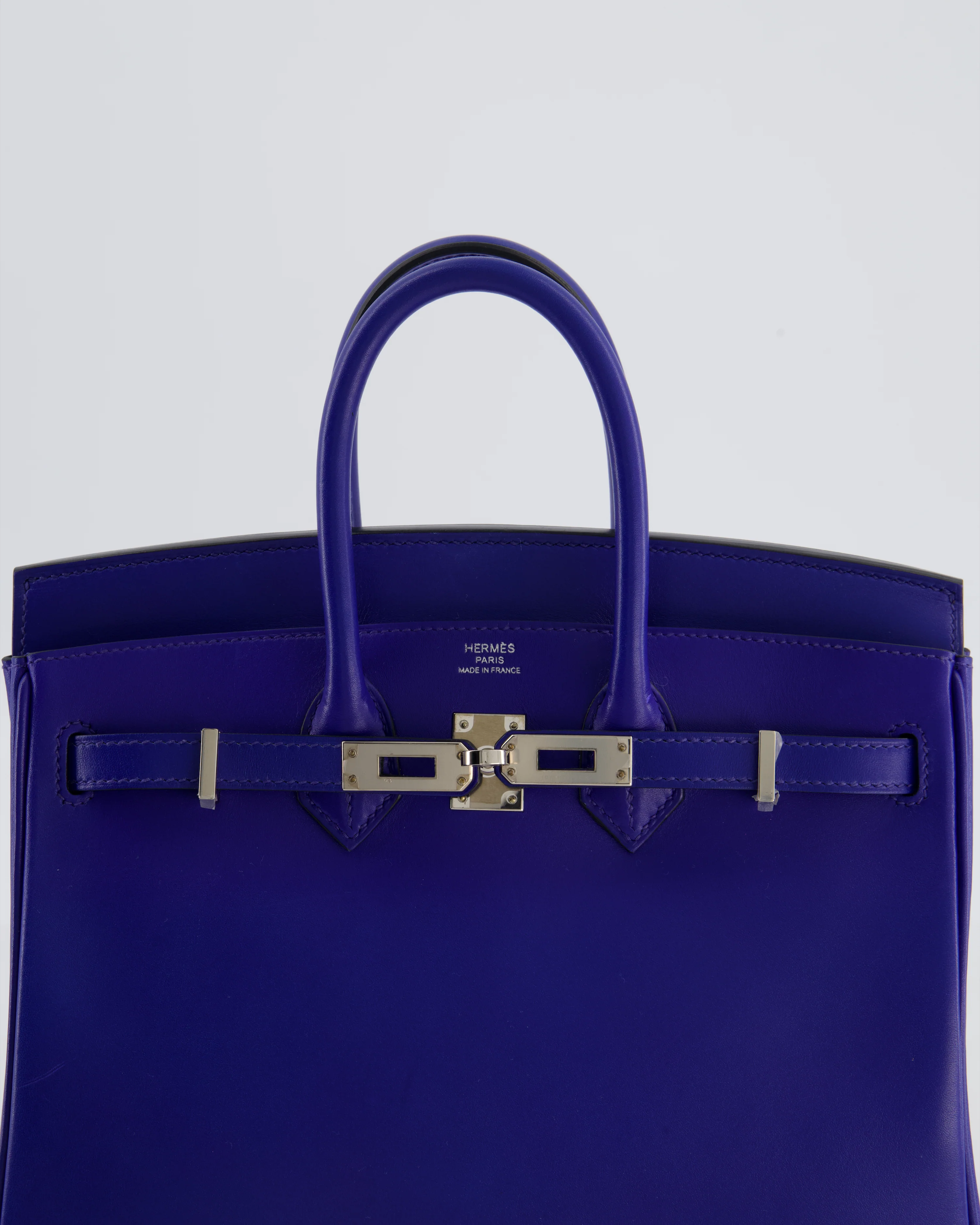 Hermès Birkin 25 Retourne Bag in Blue Electrique Tadelakt Leather with Palladium Hardware - Image 15