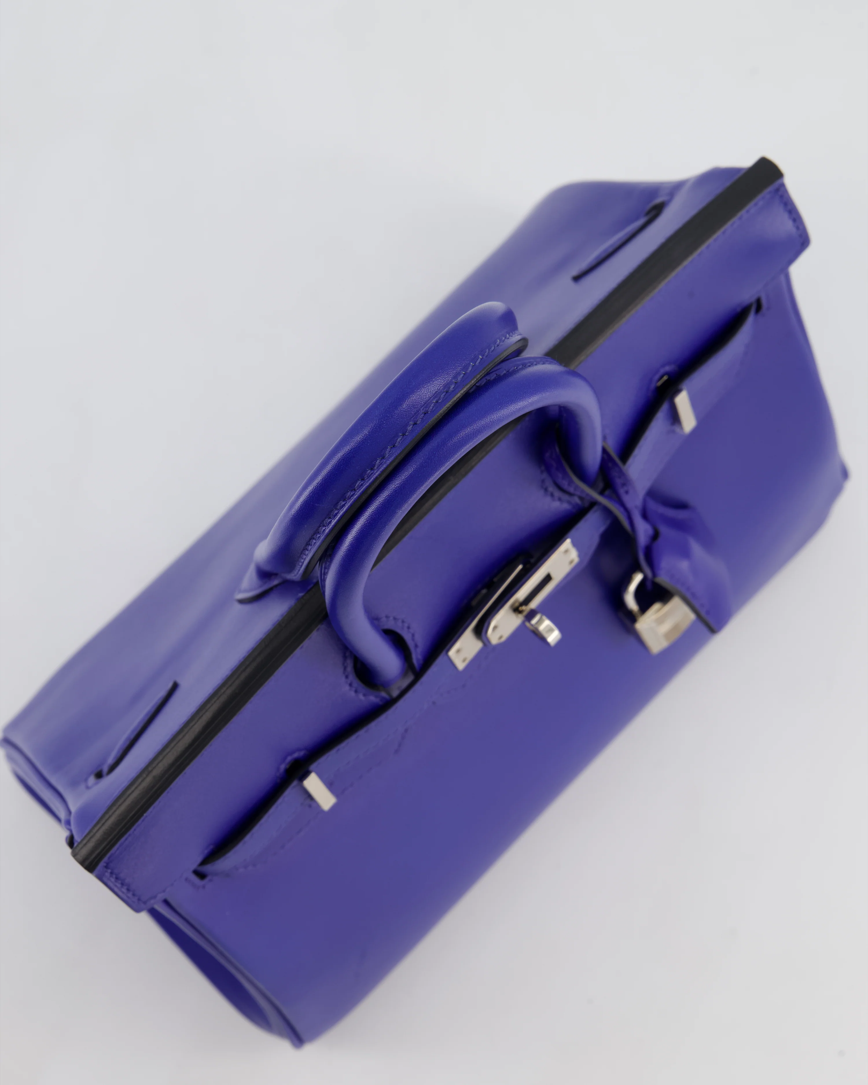 Hermès Birkin 25 Retourne Bag in Blue Electrique Tadelakt Leather with Palladium Hardware - Image 16
