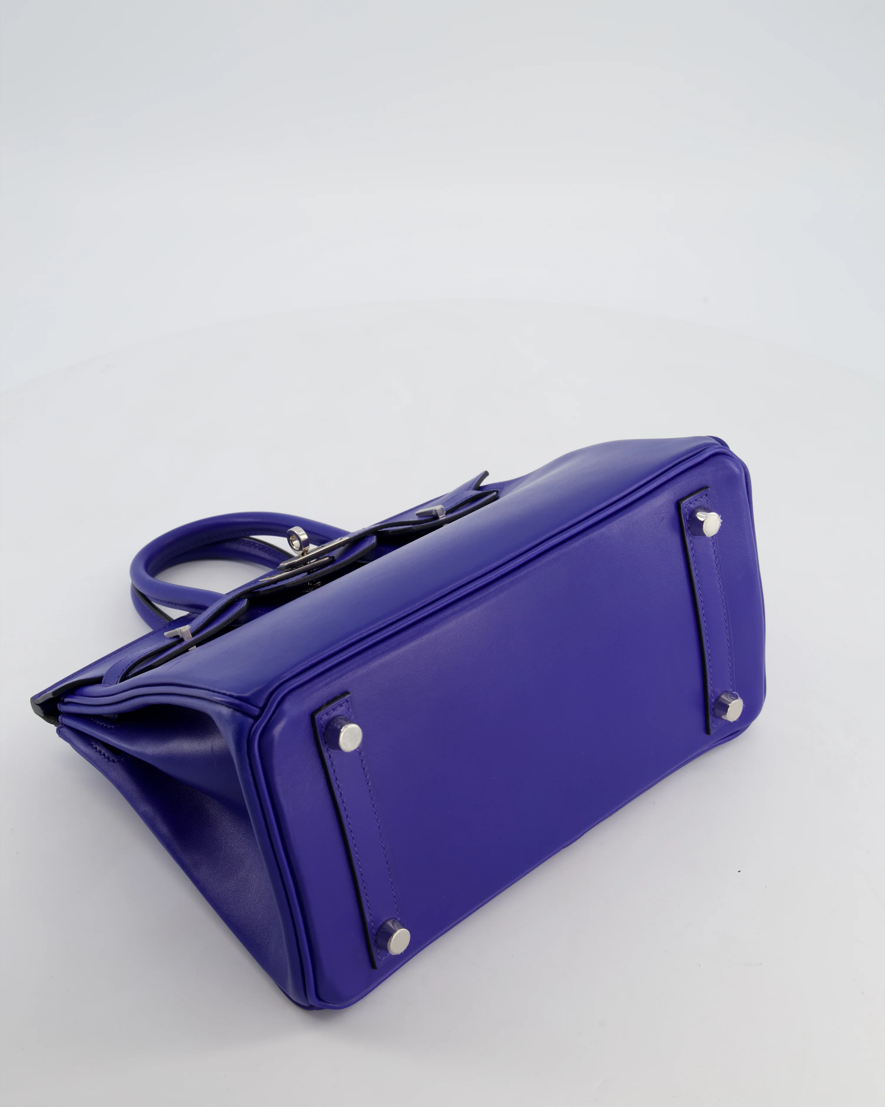 Hermès Birkin 25 Retourne Bag in Blue Electrique Tadelakt Leather with Palladium Hardware - Image 18