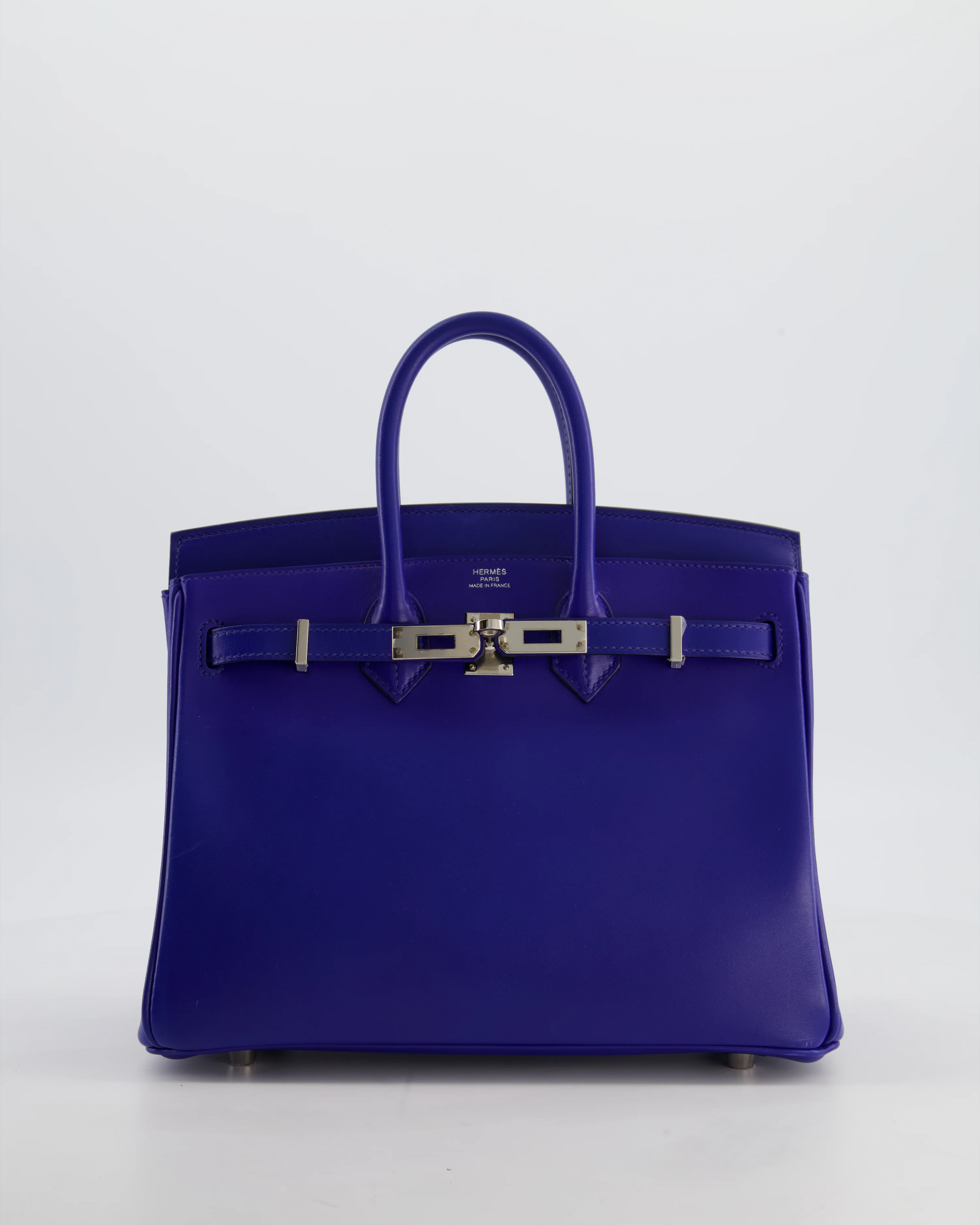 Hermès Birkin 25 Retourne Bag in Blue Electrique Tadelakt Leather with Palladium Hardware - Image 2