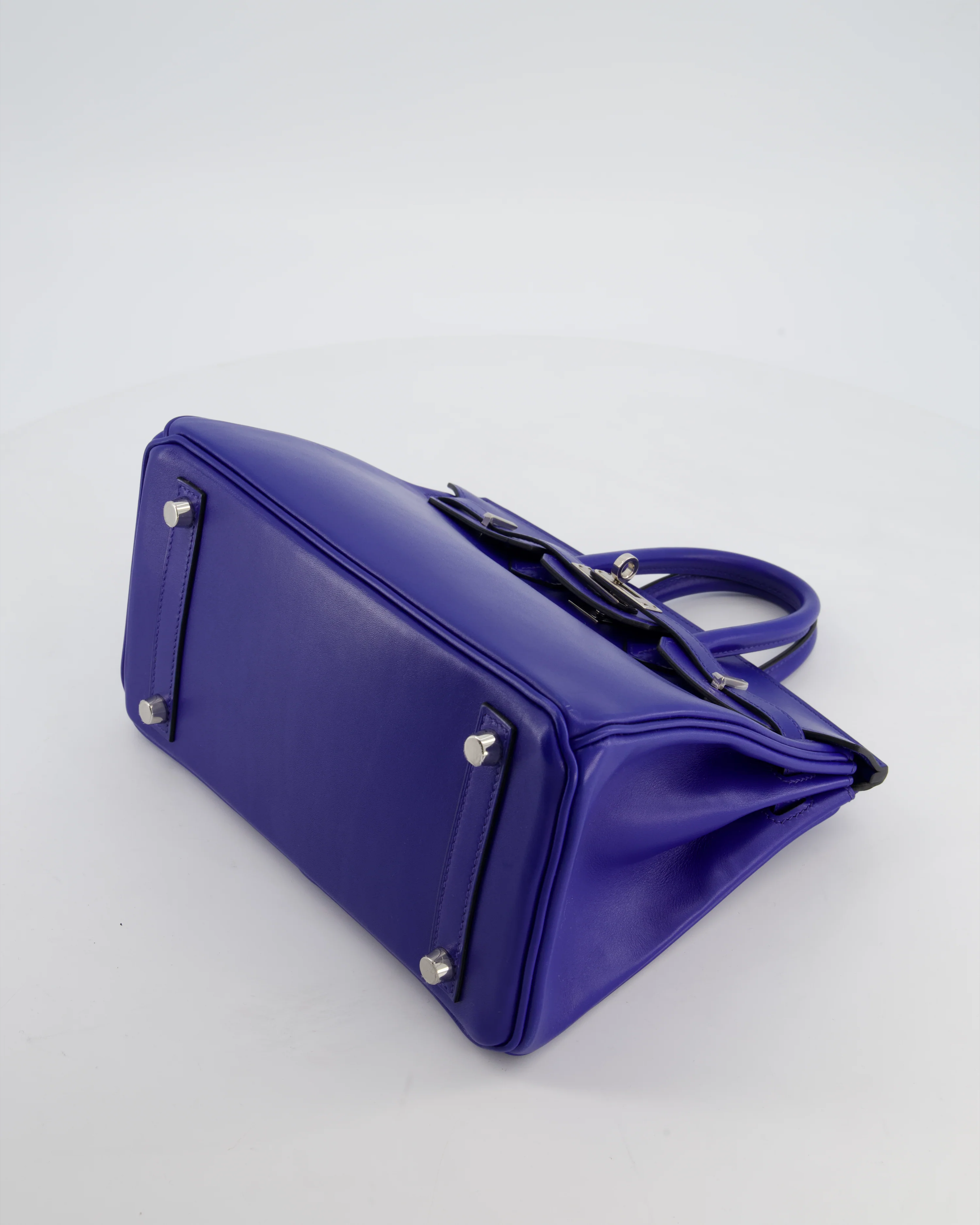 Hermès Birkin 25 Retourne Bag in Blue Electrique Tadelakt Leather with Palladium Hardware - Image 20