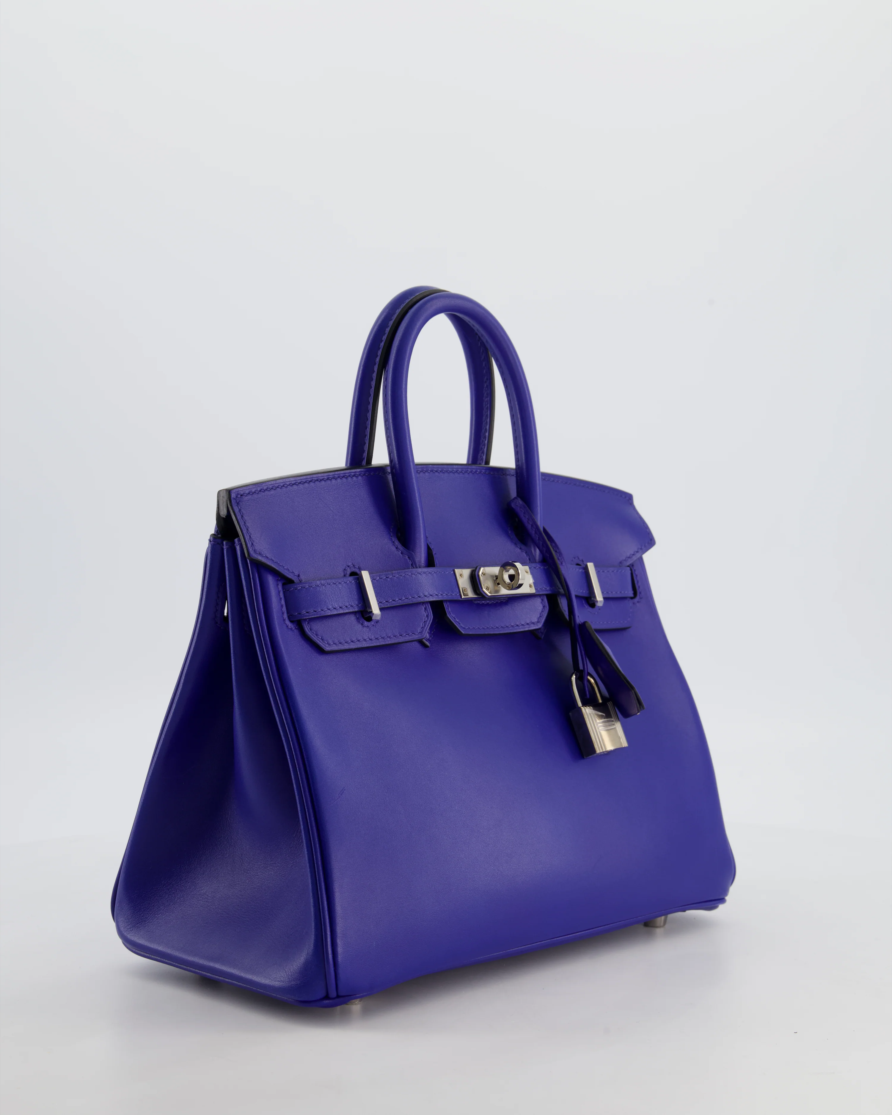Hermès Birkin 25 Retourne Bag in Blue Electrique Tadelakt Leather with Palladium Hardware - Image 3