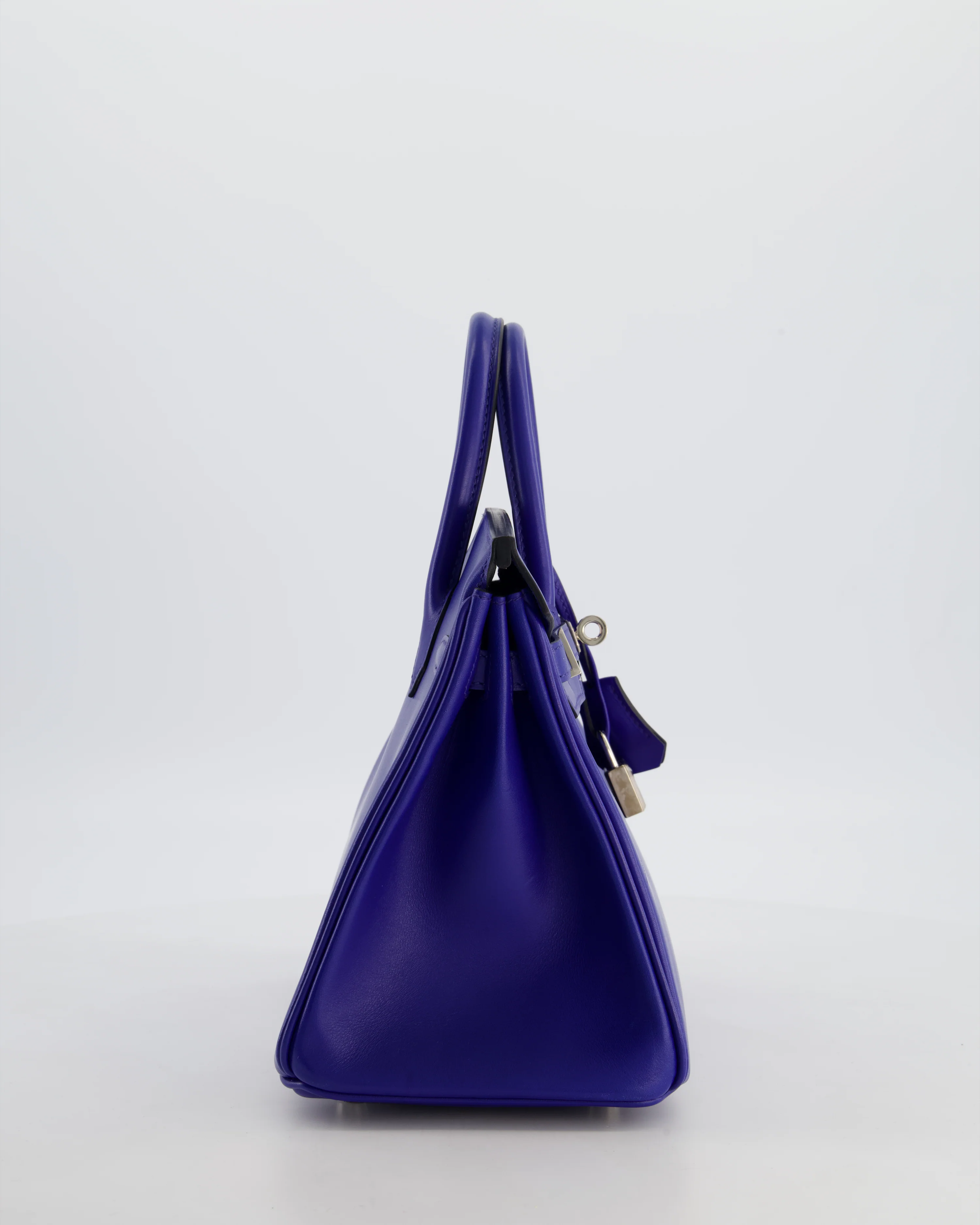 Hermès Birkin 25 Retourne Bag in Blue Electrique Tadelakt Leather with Palladium Hardware - Image 4
