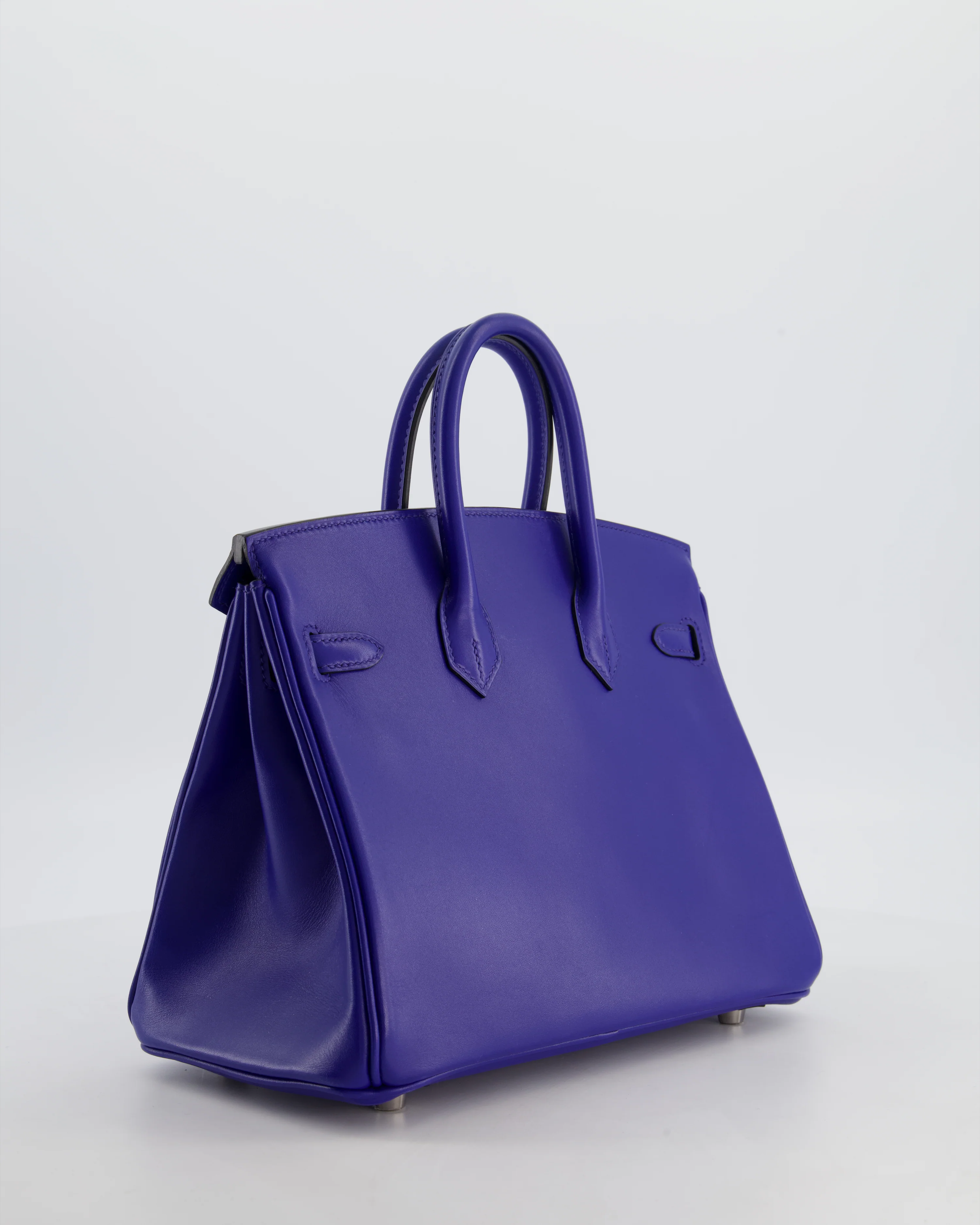Hermès Birkin 25 Retourne Bag in Blue Electrique Tadelakt Leather with Palladium Hardware - Image 7