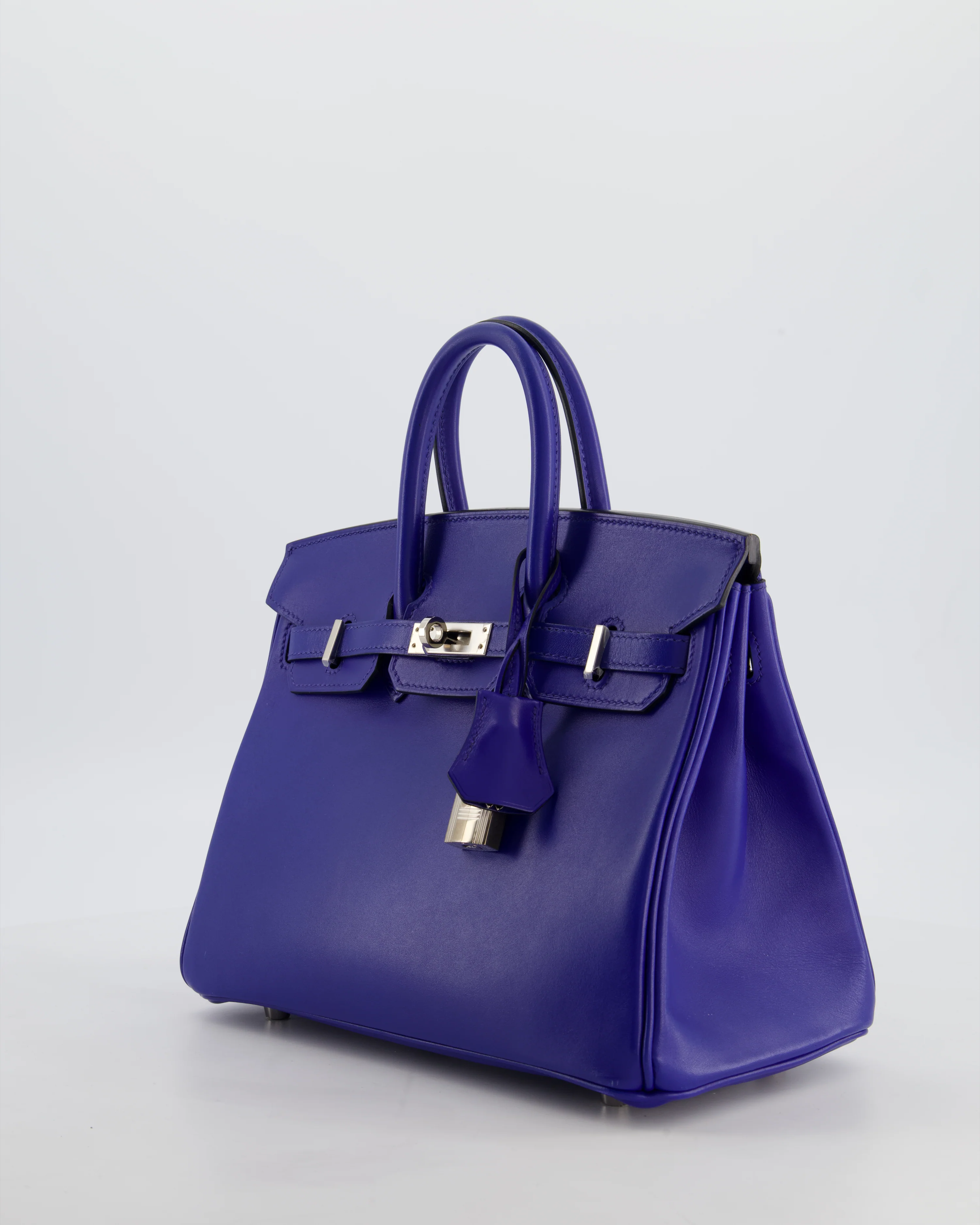 Hermès Birkin 25 Retourne Bag in Blue Electrique Tadelakt Leather with Palladium Hardware - Image 9