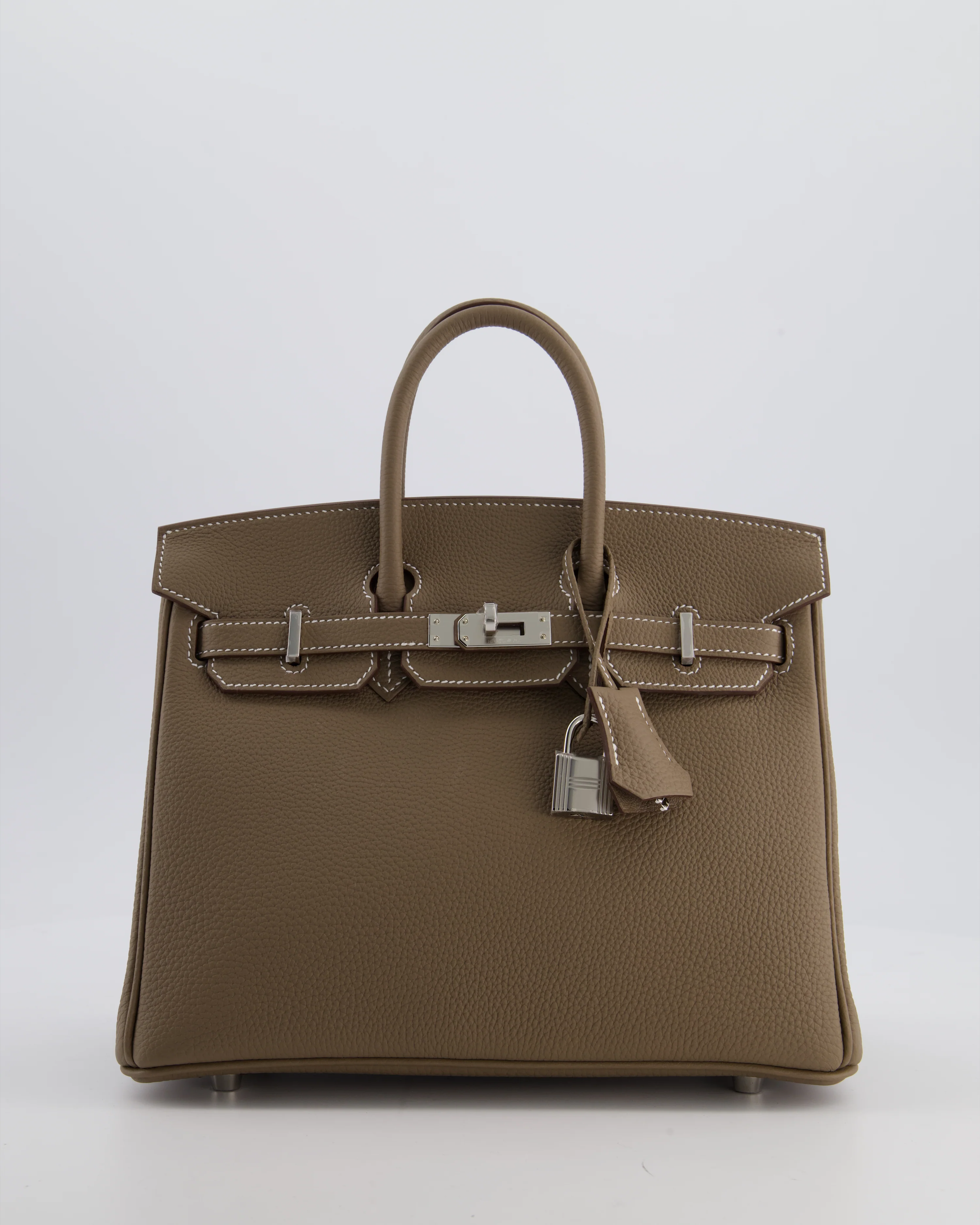 Hermès Birkin 25 Retourne Bag in Etoupe Togo Leather with Palladium Hardware