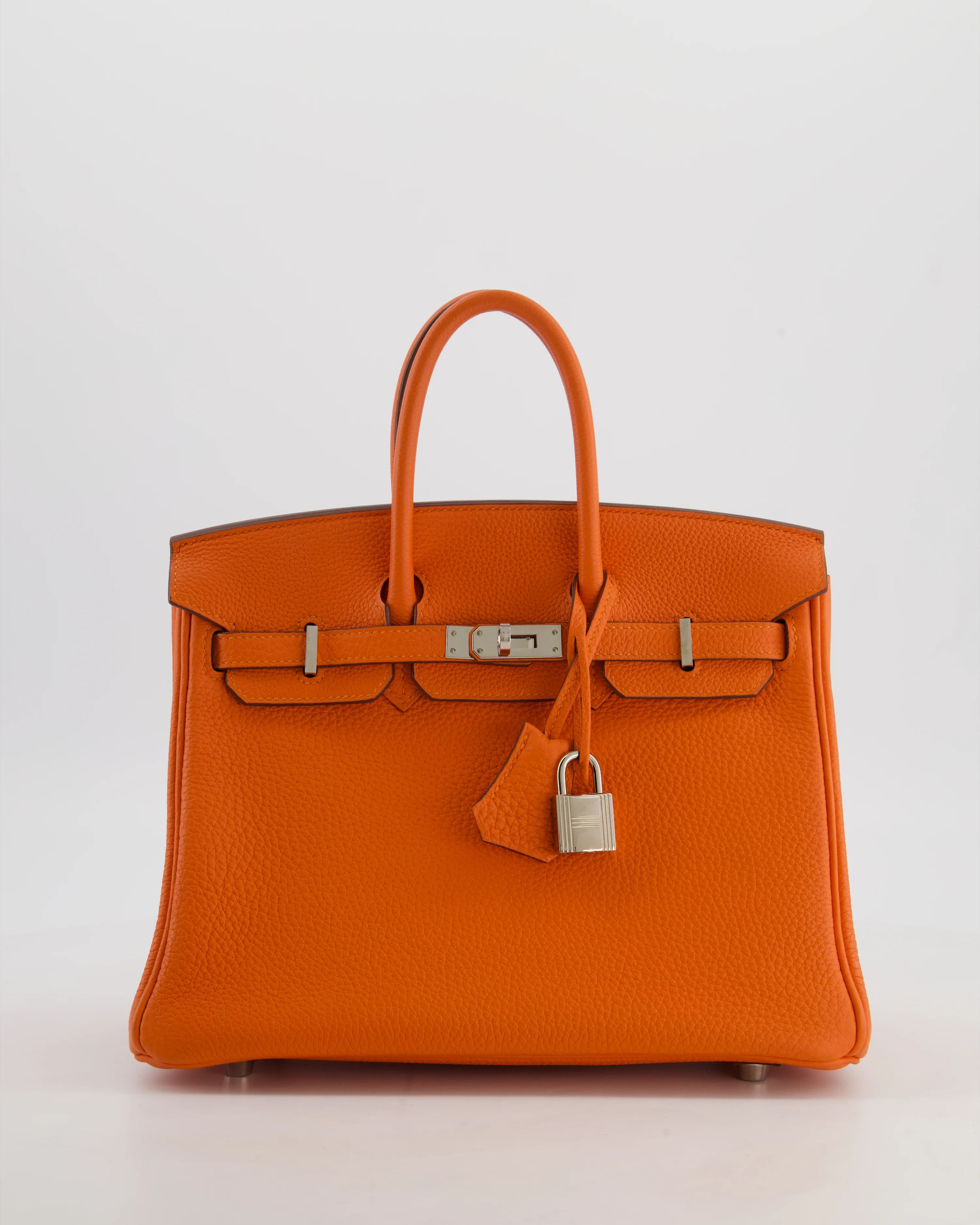 Hermès Birkin 25 Retourne Bag in Feu Togo Leather with Palladium Hardware