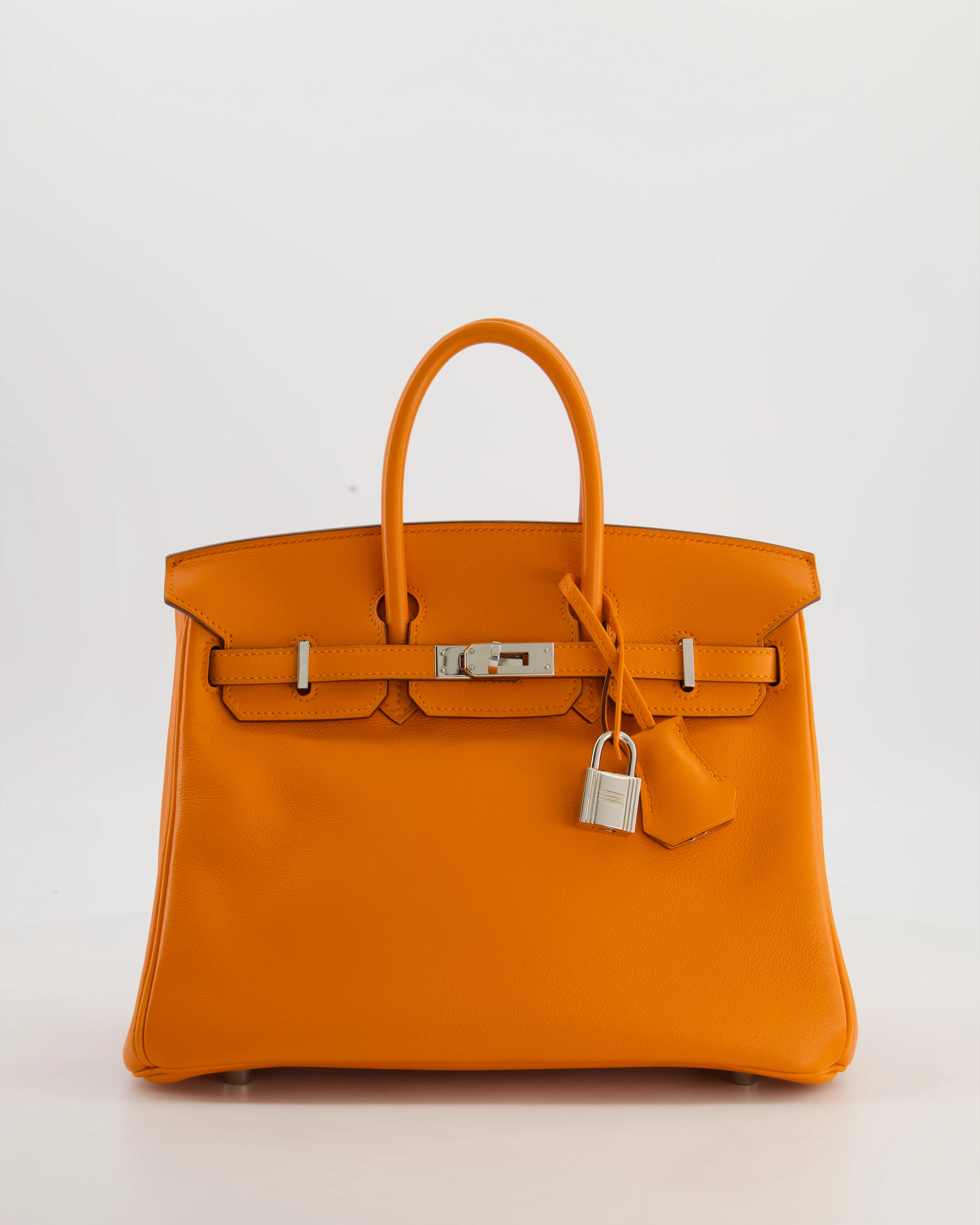 Hermès Birkin 25 Retourne Bag in Orange Swift Leather with Palladium Hardware