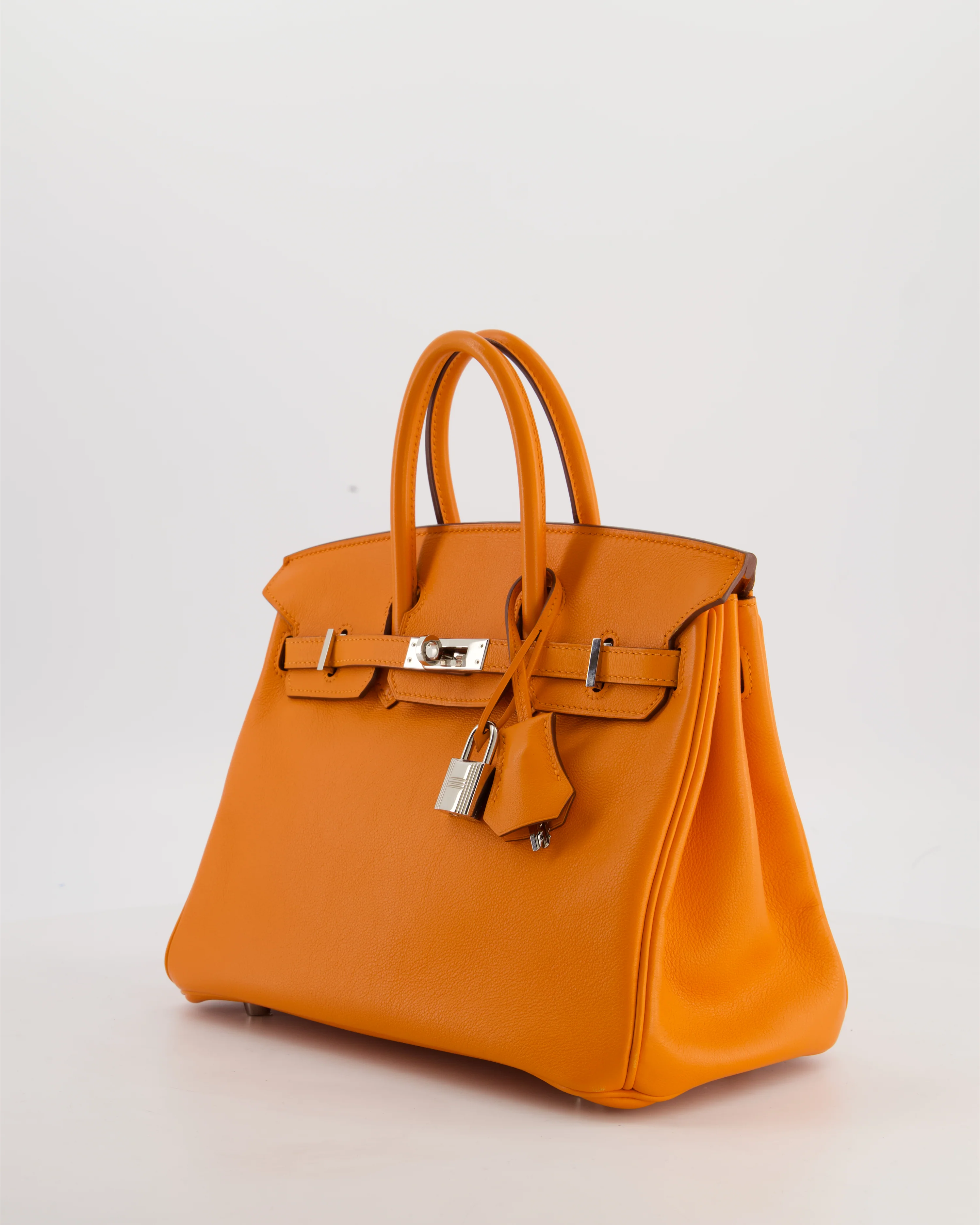 Hermès Birkin 25 Retourne Bag in Orange Swift Leather with Palladium Hardware - Image 9