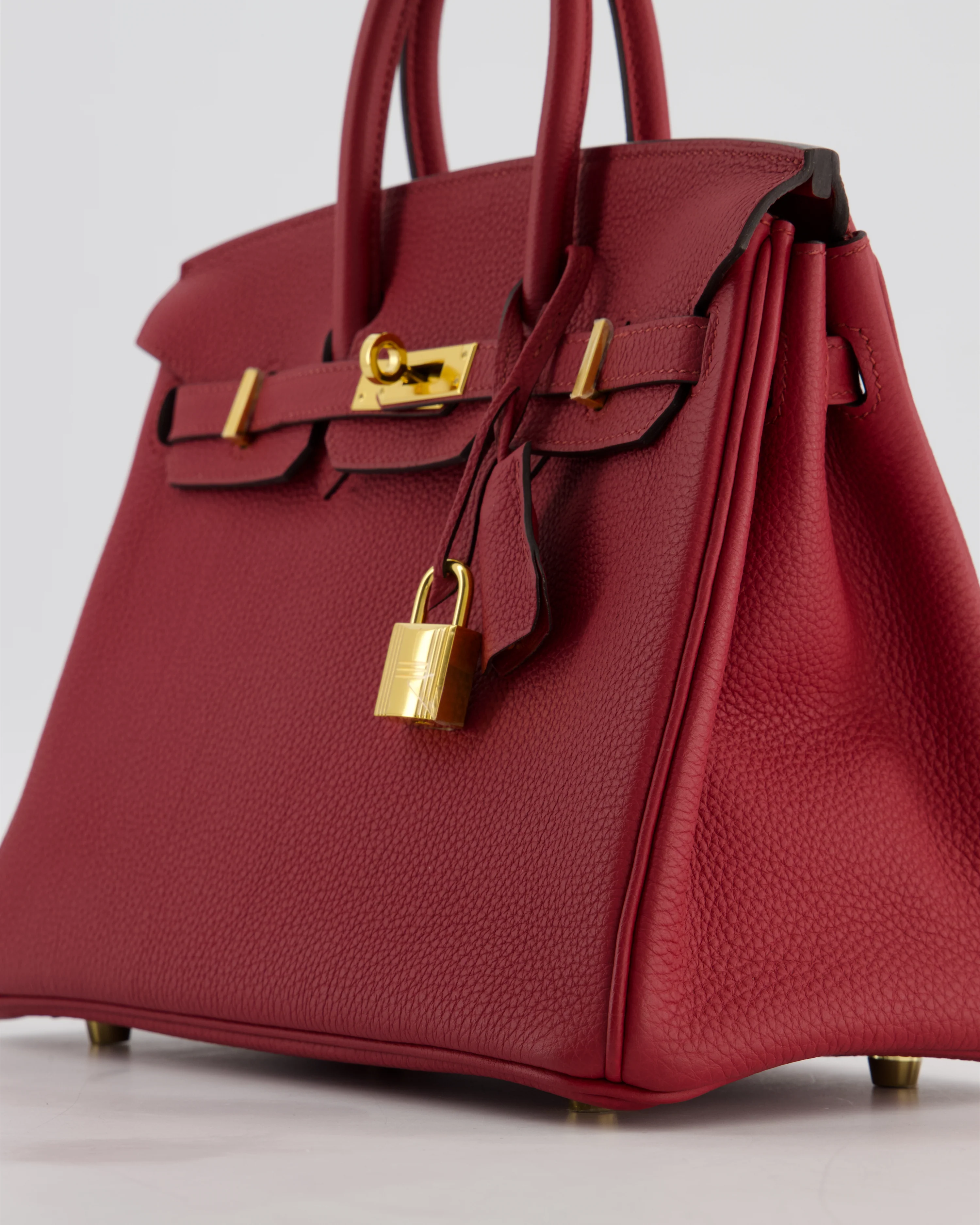 Hermès Birkin 25 Retourne Bag in Rouge Grenat Togo Leather with Gold Hardware - Image 11