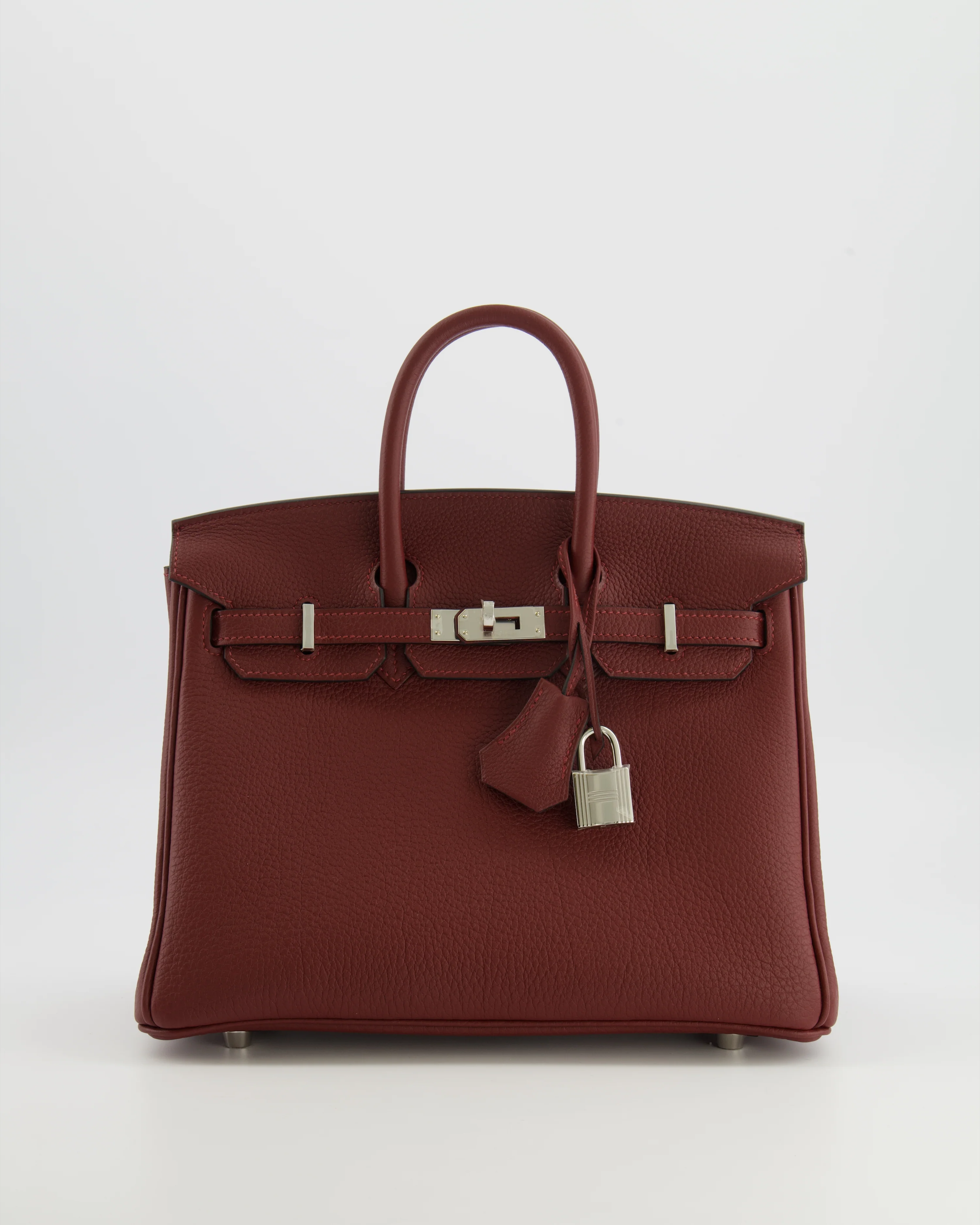 Hermès Birkin 25 Retourne Bag in Rouge H Veau Togo Leather with Palladium Hardware