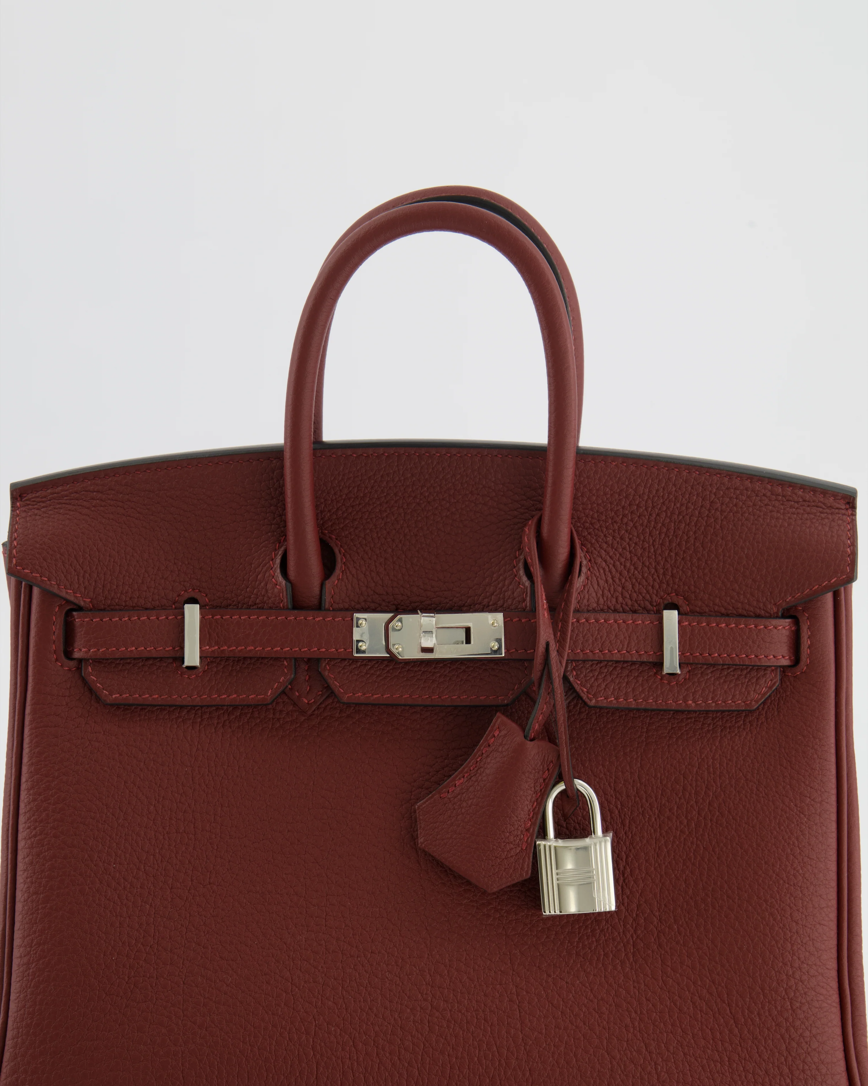 Hermès Birkin 25 Retourne Bag in Rouge H Veau Togo Leather with Palladium Hardware - Image 10