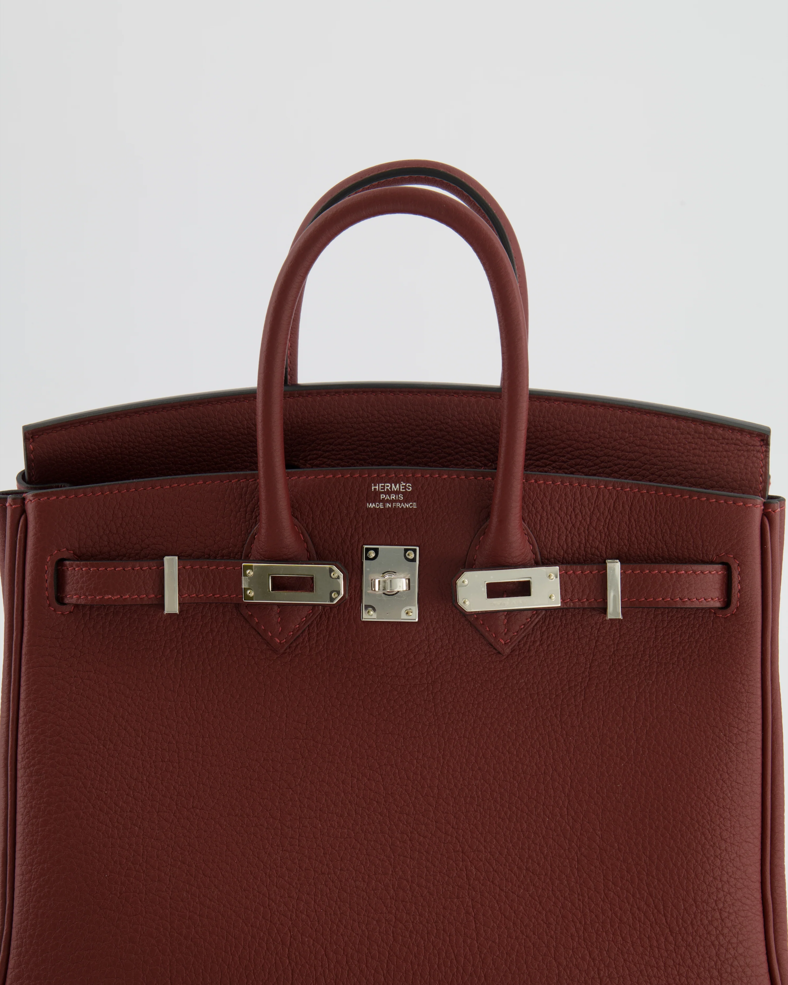Hermès Birkin 25 Retourne Bag in Rouge H Veau Togo Leather with Palladium Hardware - Image 11