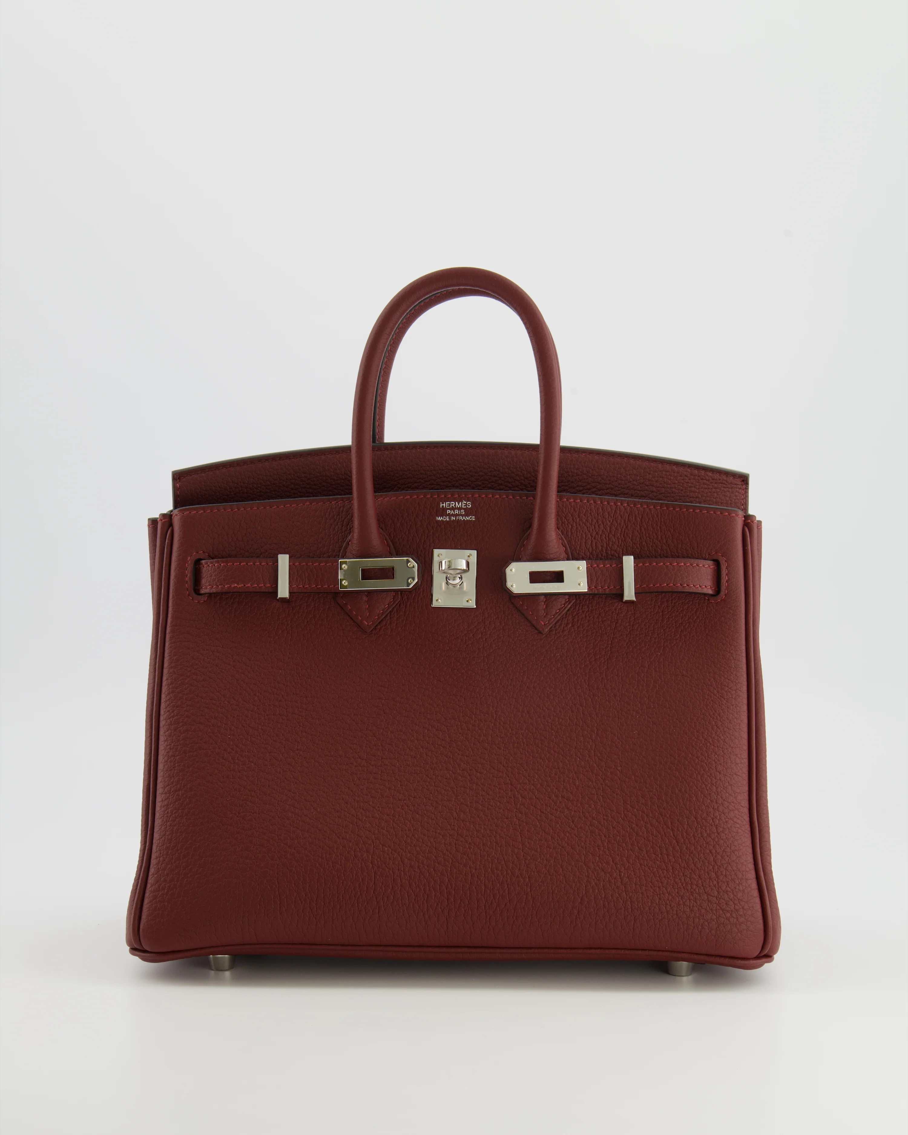 Hermès Birkin 25 Retourne Bag in Rouge H Veau Togo Leather with Palladium Hardware - Image 2