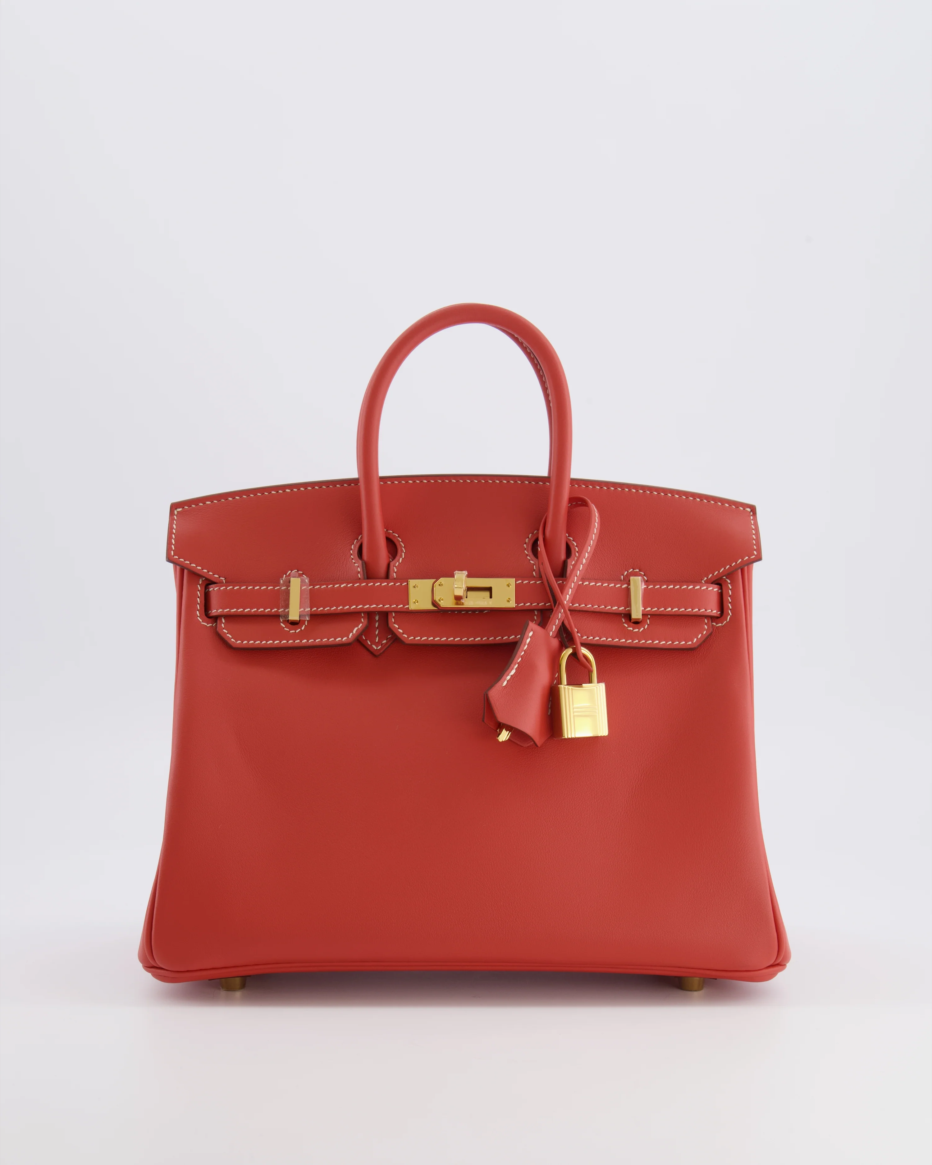 Hermès Birkin 25 Retourne Bag in Sanguine Swift Leather with Gold Hardware