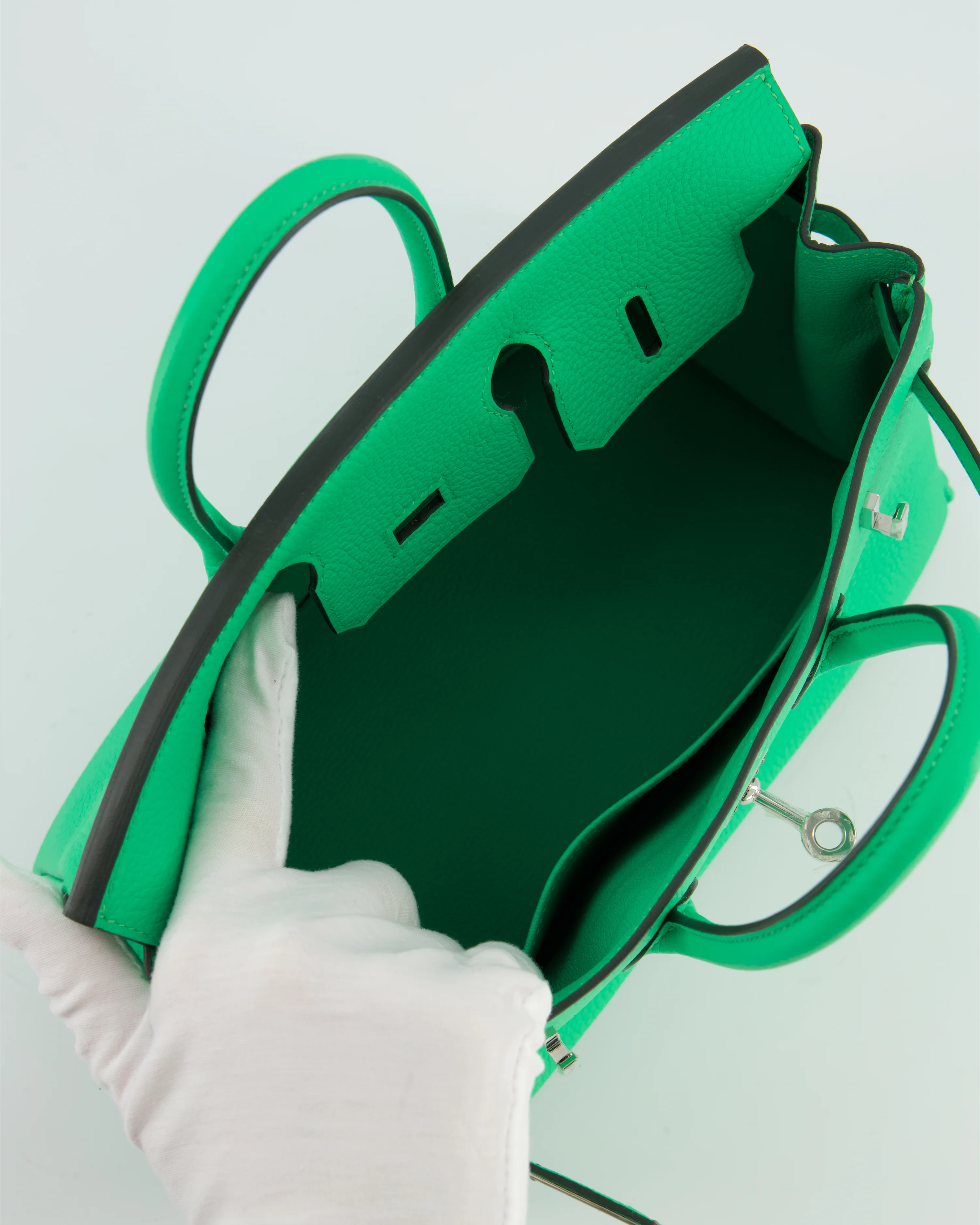 Hermès Birkin 25 Retourne Bag in Vert Comics Togo Leather with Palladium Hardware - Image 17