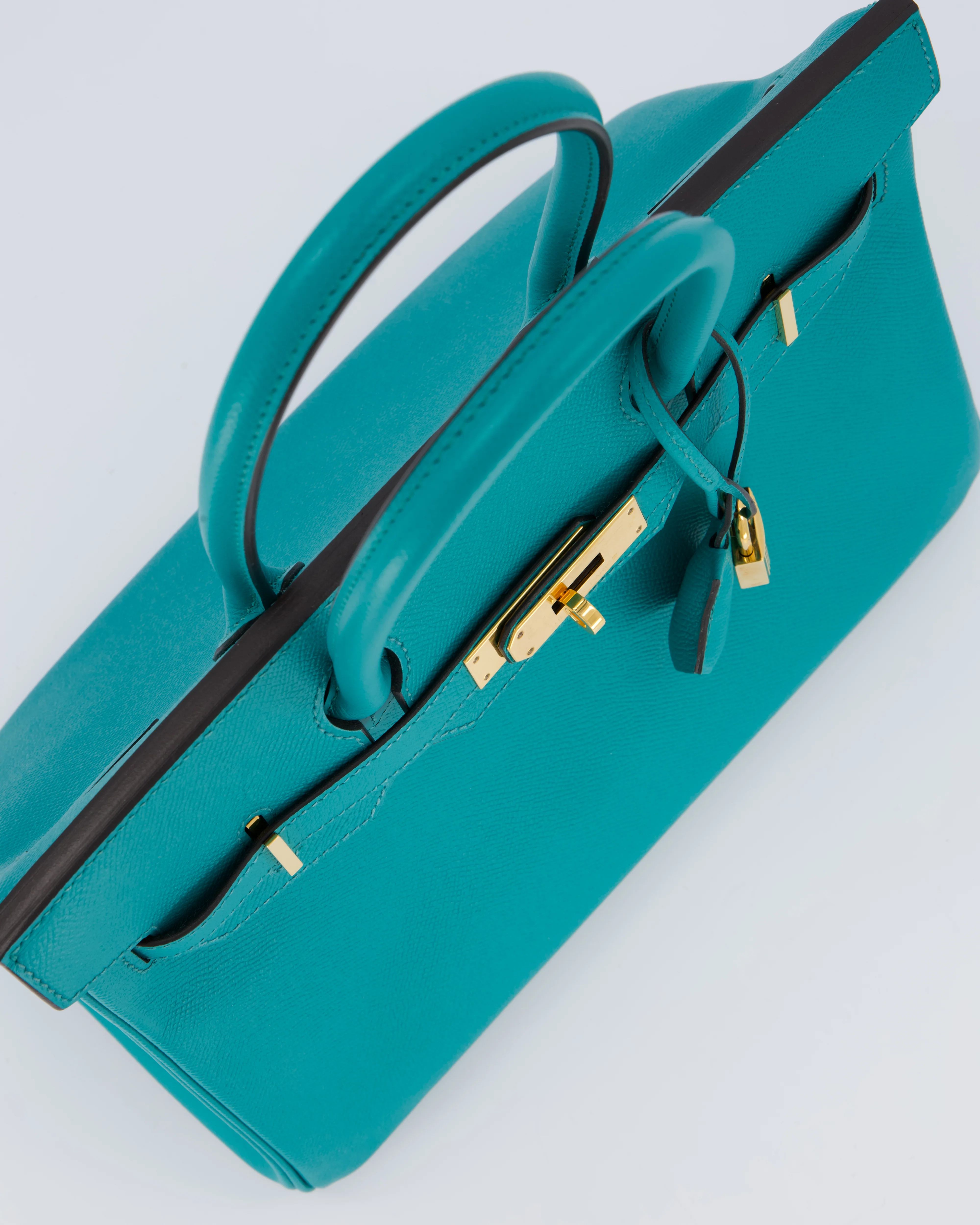 Hermès Birkin 30cm Retourne Bag In Blue Paon Espom Leather With Gold Hardware - Image 16