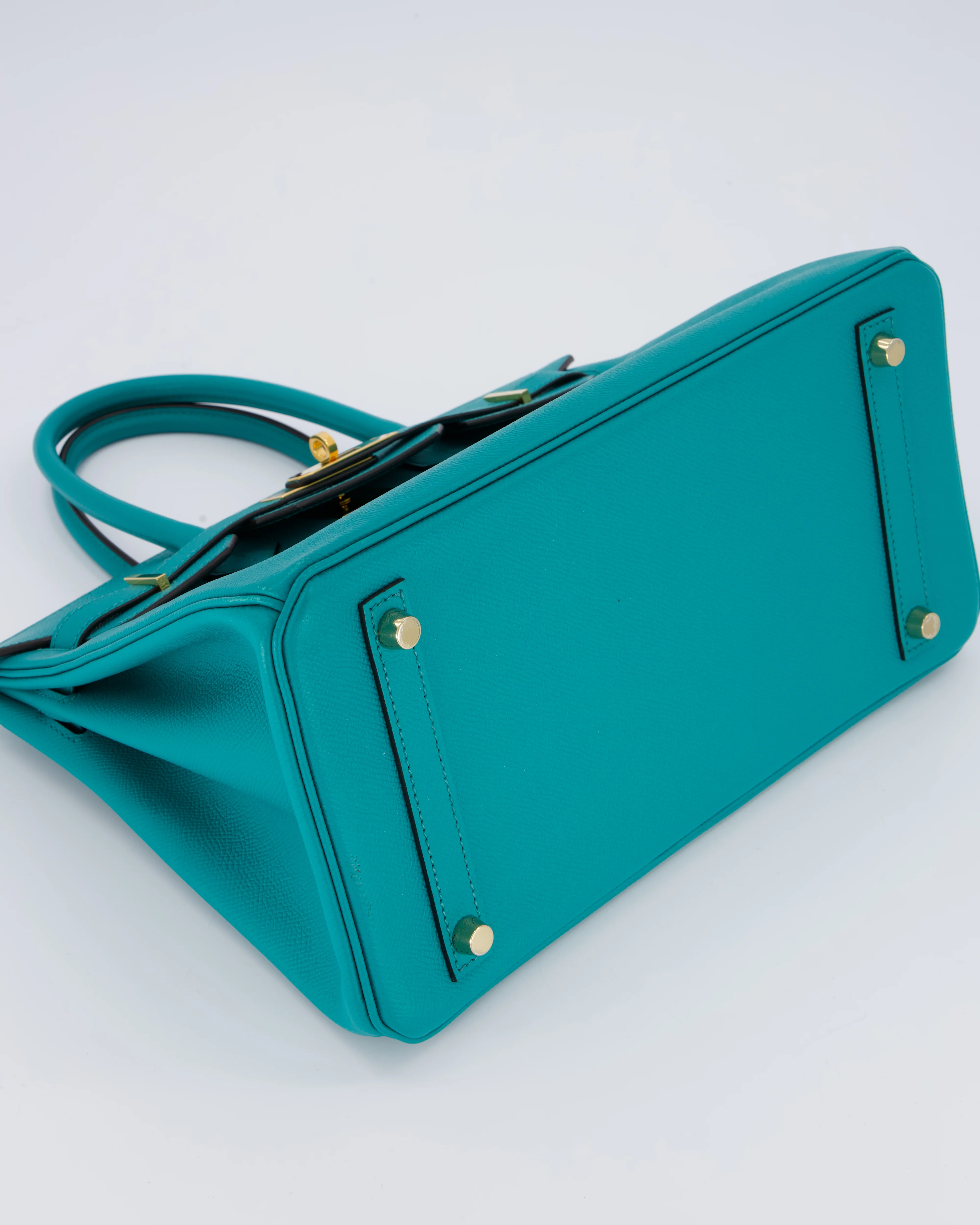 Hermès Birkin 30cm Retourne Bag In Blue Paon Espom Leather With Gold Hardware - Image 17