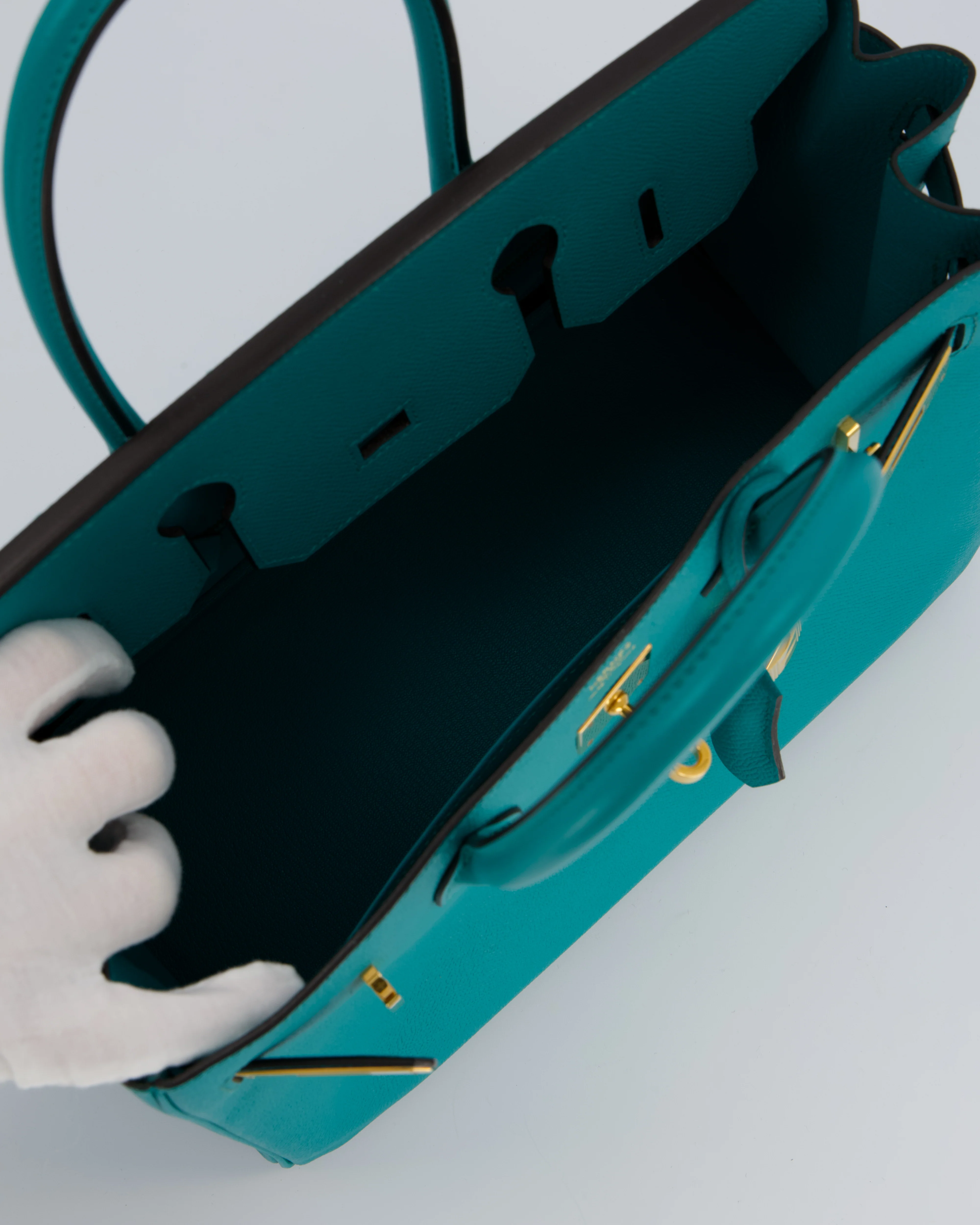 Hermès Birkin 30cm Retourne Bag In Blue Paon Espom Leather With Gold Hardware - Image 20