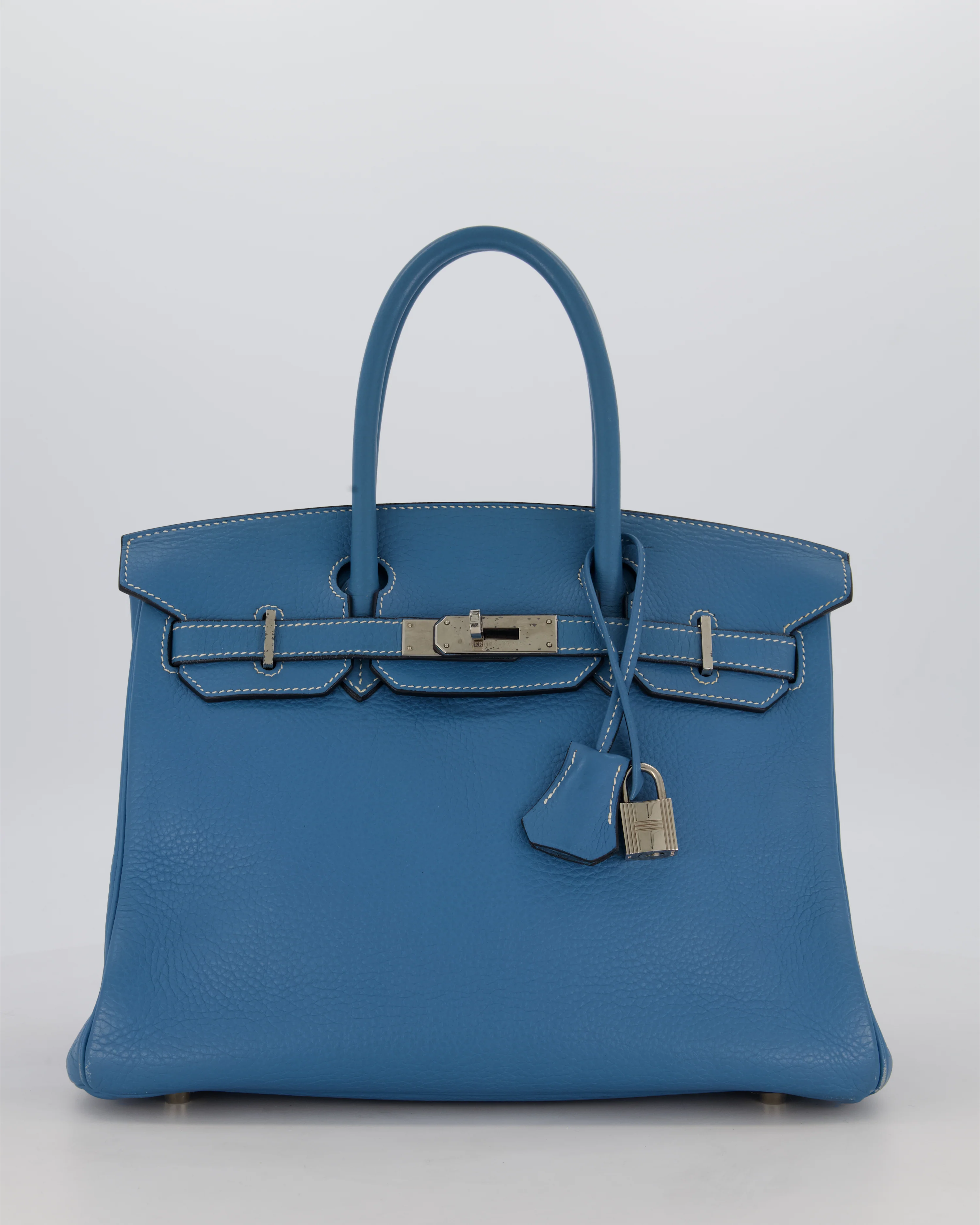 Hermès Birkin 30 Retourne Bag in Blue Jean Togo Leather with Palladium Hardware