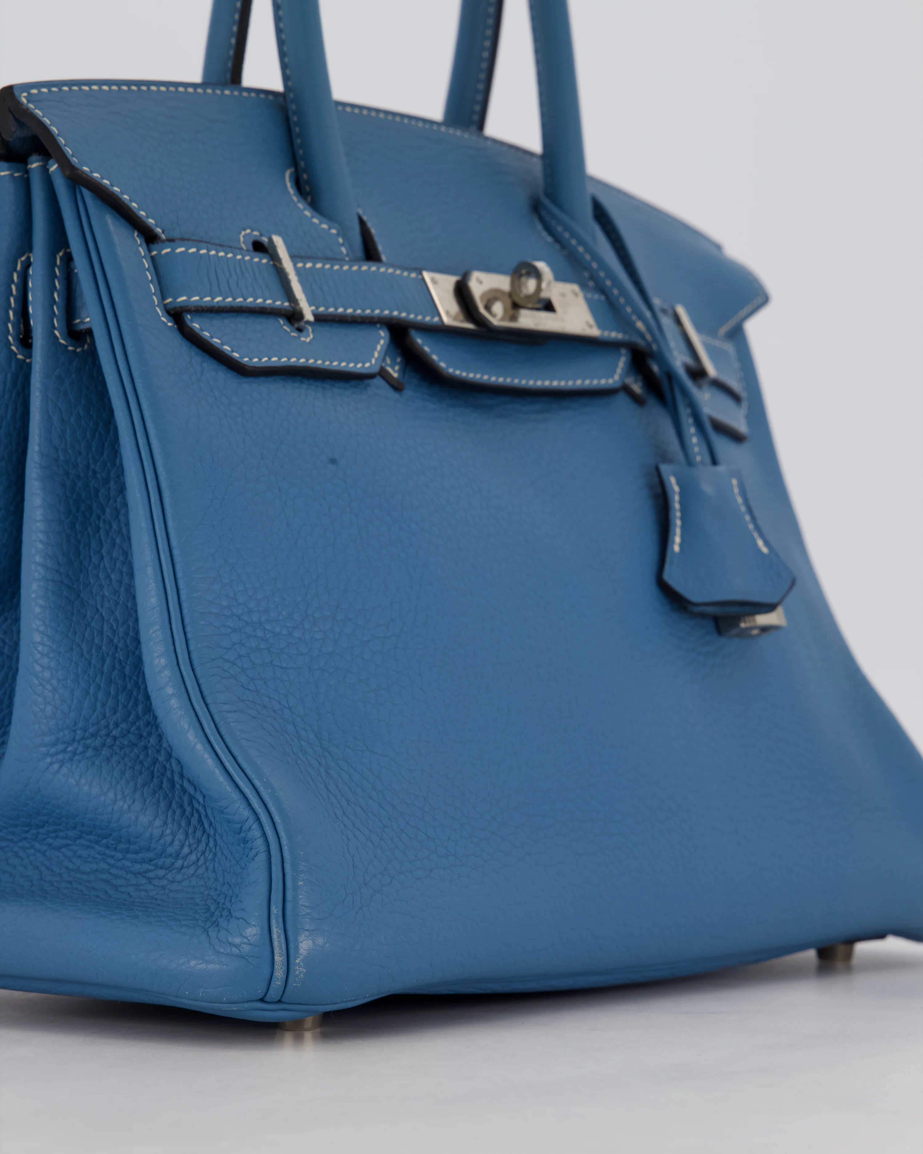 Hermès Birkin 30 Retourne Bag in Blue Jean Togo Leather with Palladium Hardware - Image 10