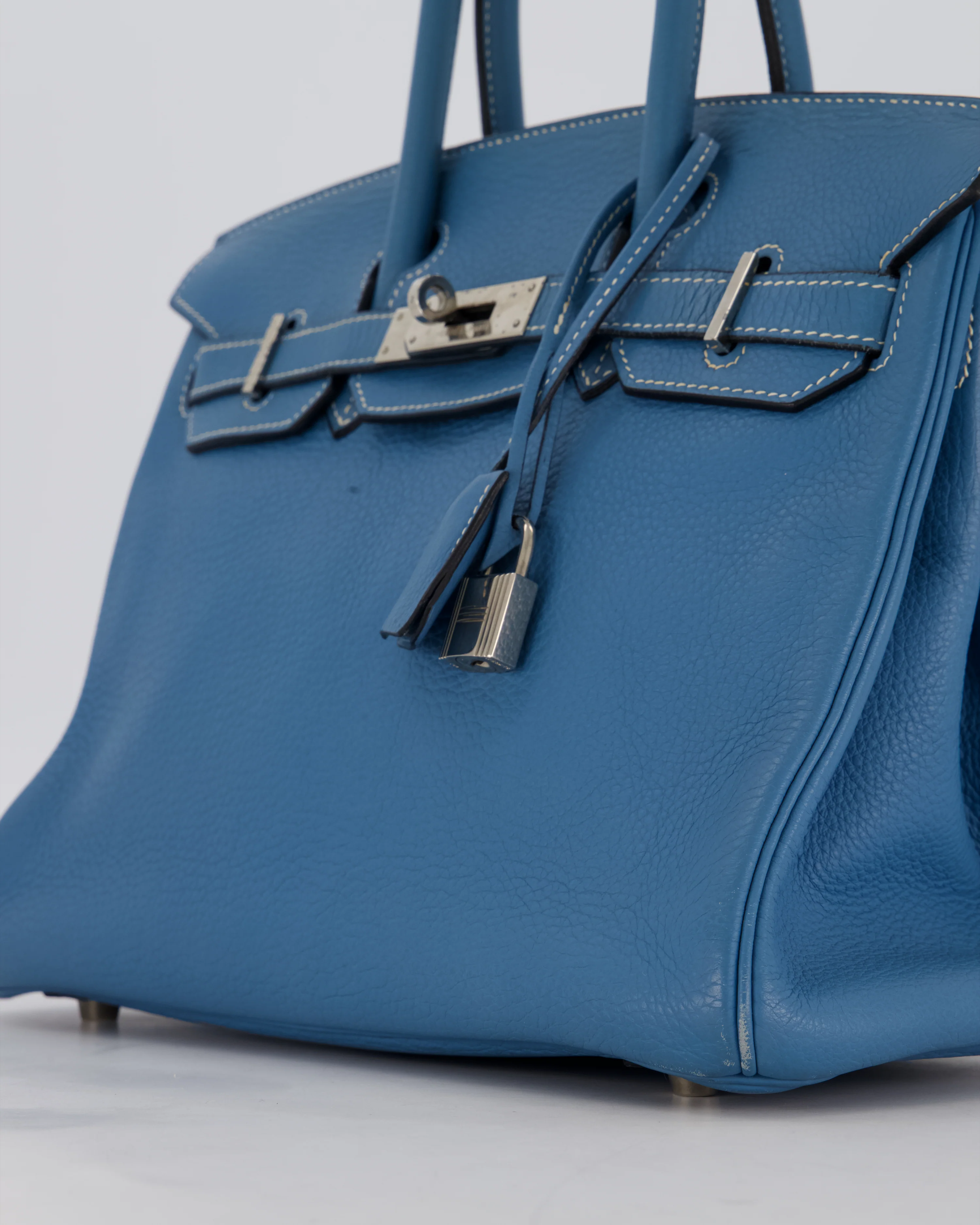 Hermès Birkin 30 Retourne Bag in Blue Jean Togo Leather with Palladium Hardware - Image 11