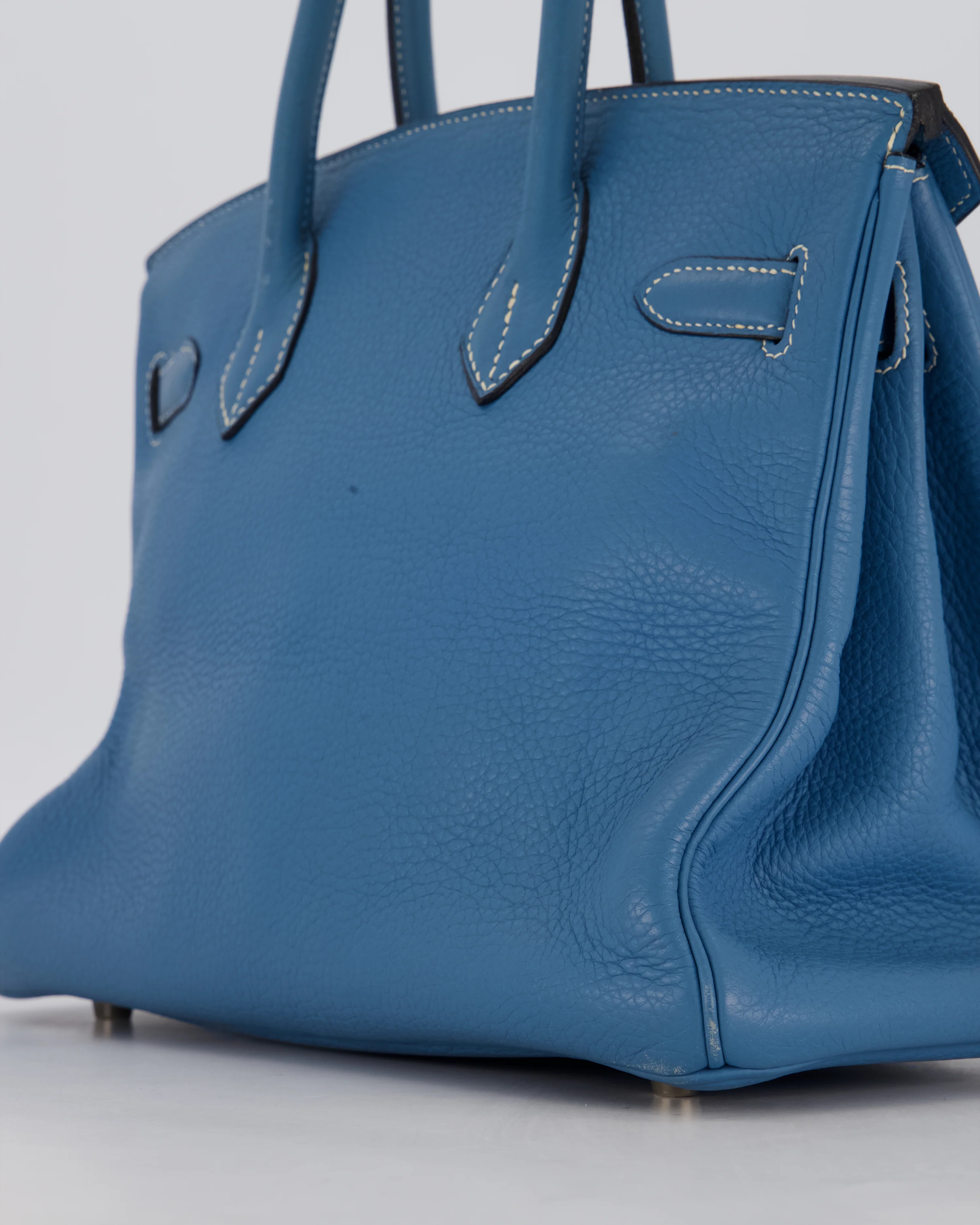 Hermès Birkin 30 Retourne Bag in Blue Jean Togo Leather with Palladium Hardware - Image 12
