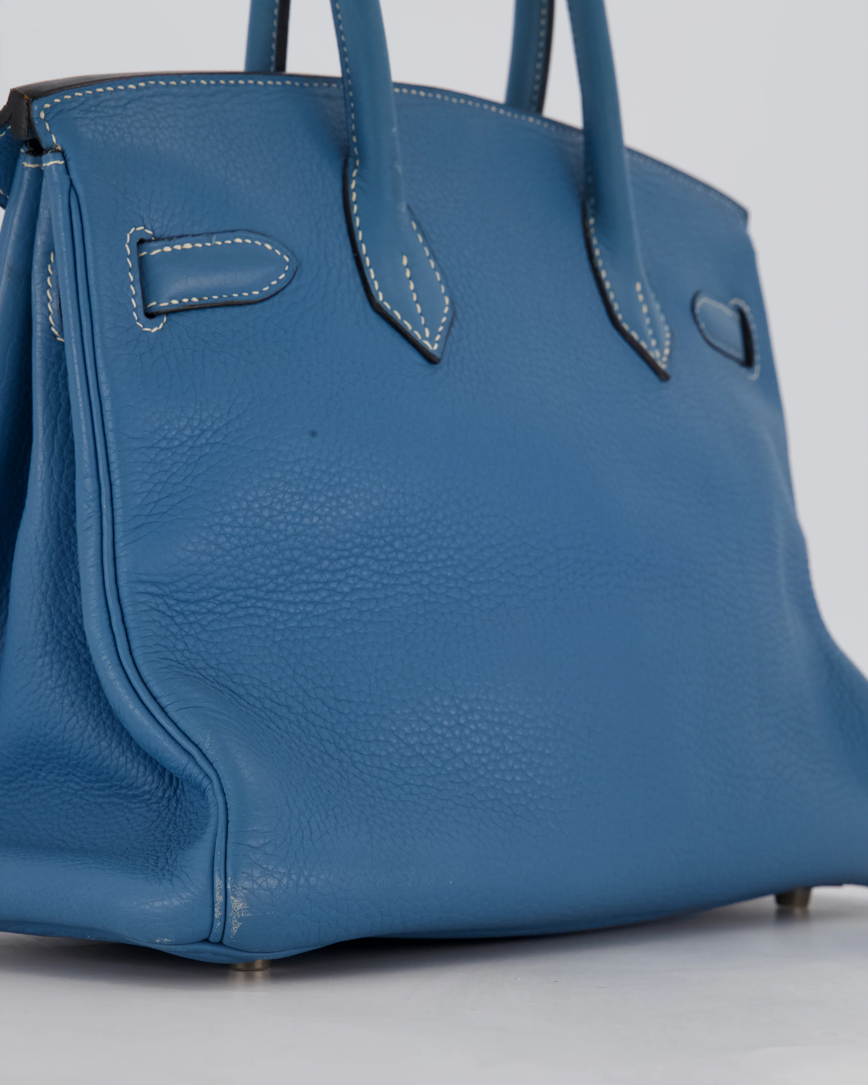 Hermès Birkin 30 Retourne Bag in Blue Jean Togo Leather with Palladium Hardware - Image 13