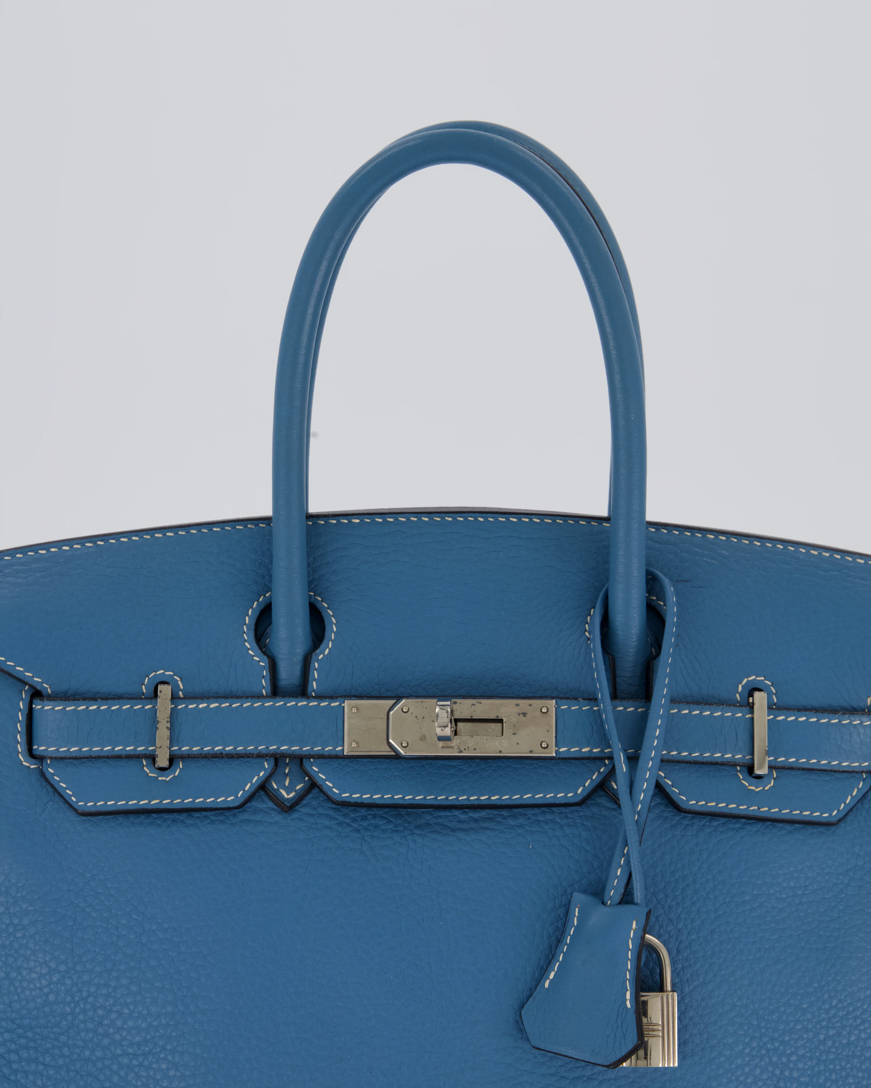Hermès Birkin 30 Retourne Bag in Blue Jean Togo Leather with Palladium Hardware - Image 14