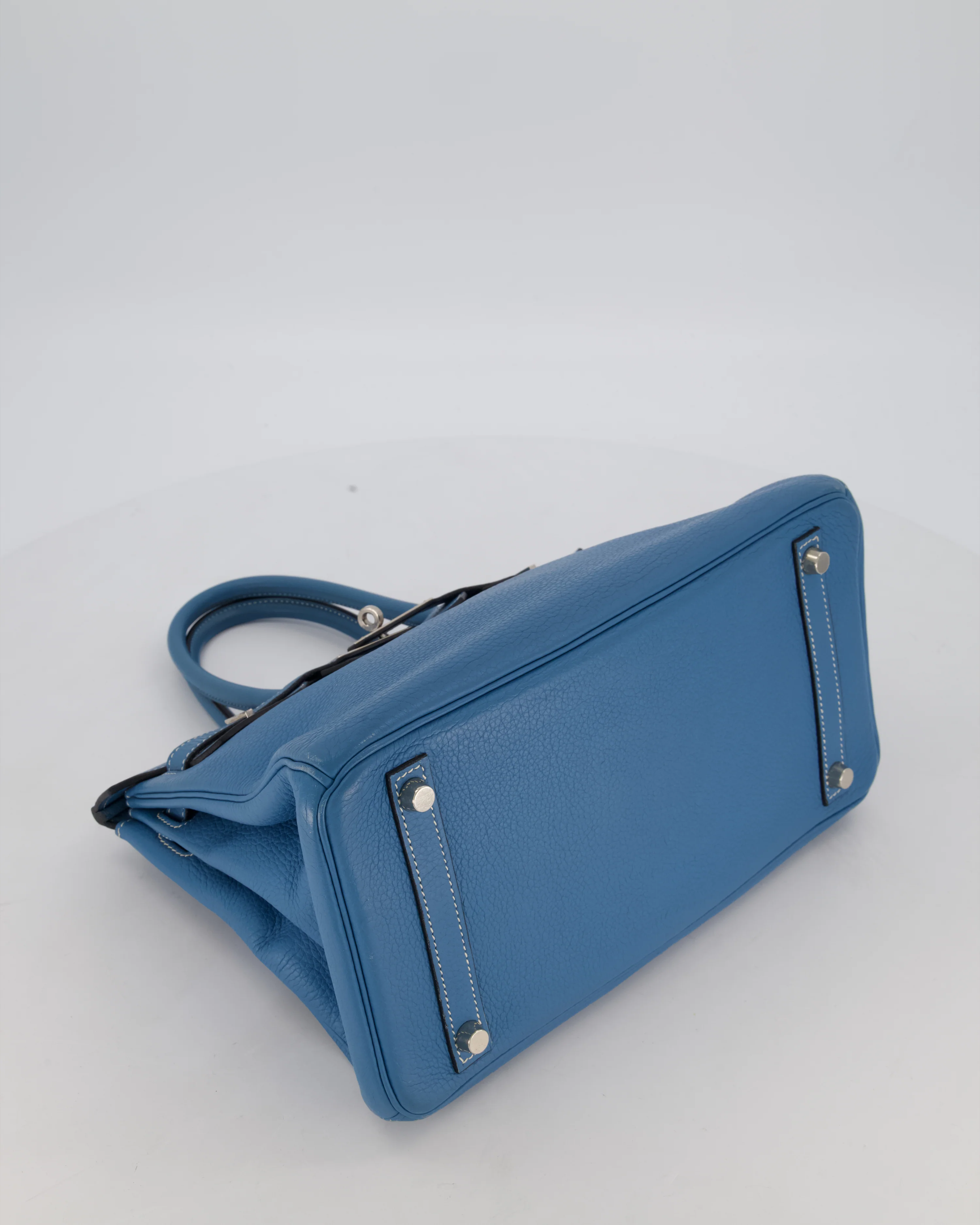 Hermès Birkin 30 Retourne Bag in Blue Jean Togo Leather with Palladium Hardware - Image 17