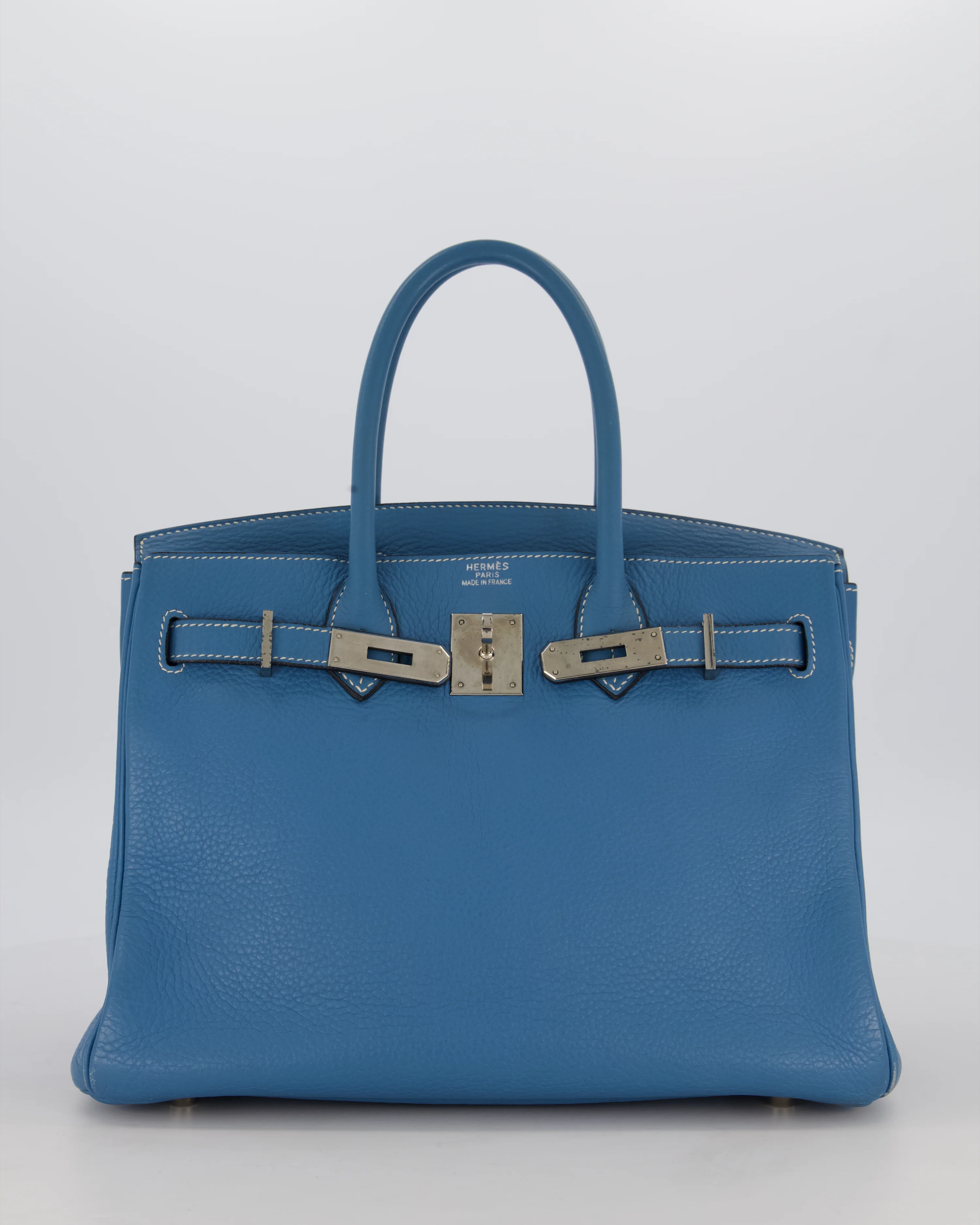 Hermès Birkin 30 Retourne Bag in Blue Jean Togo Leather with Palladium Hardware - Image 2