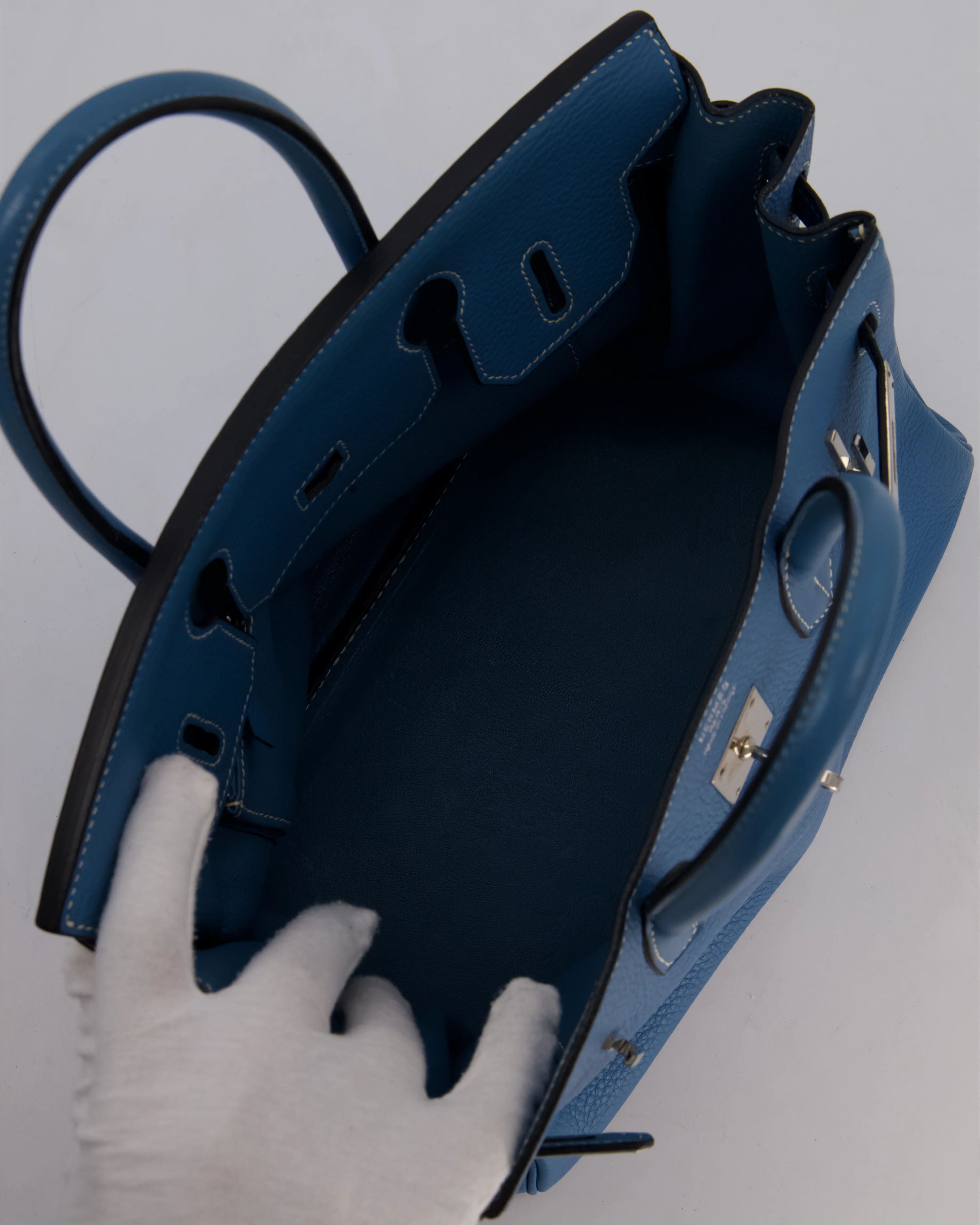 Hermès Birkin 30 Retourne Bag in Blue Jean Togo Leather with Palladium Hardware - Image 20