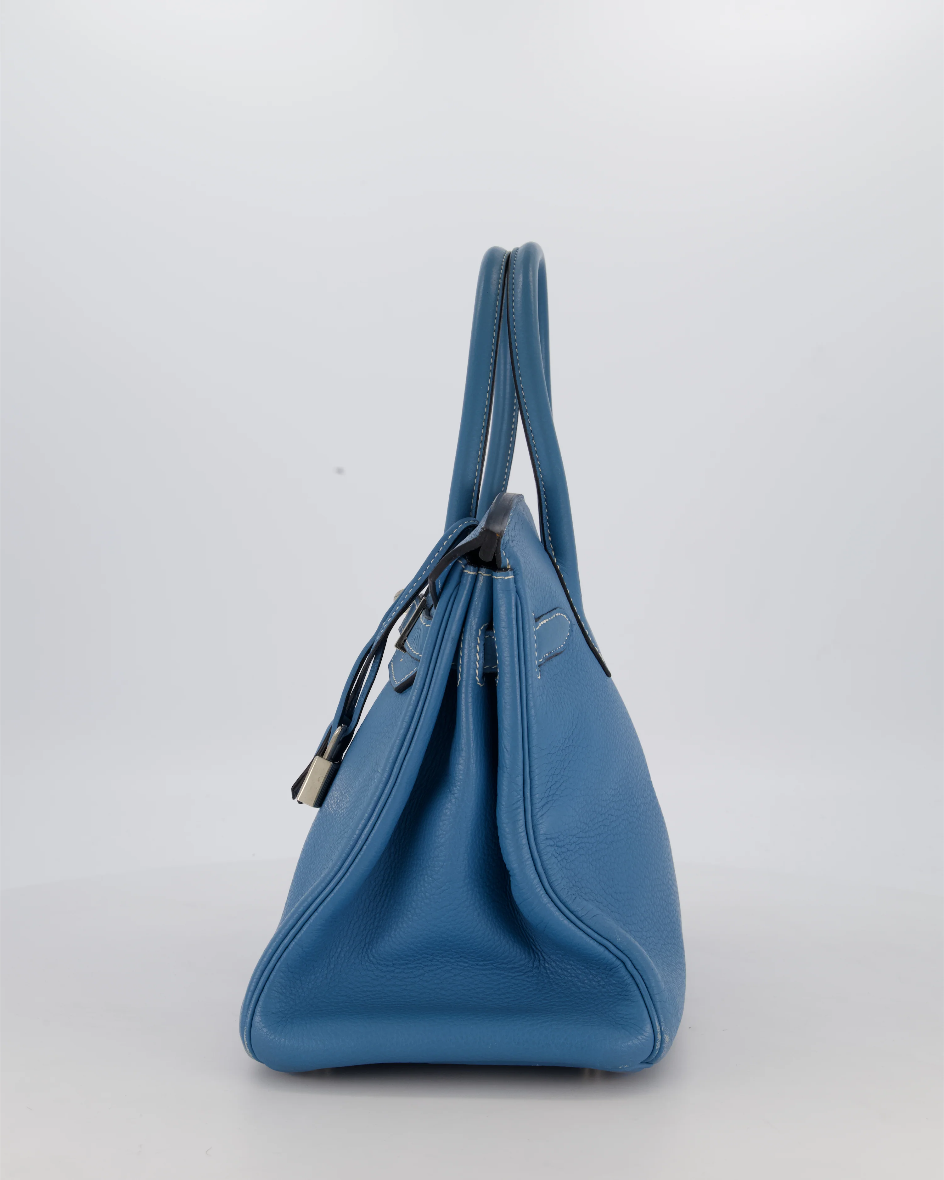 Hermès Birkin 30 Retourne Bag in Blue Jean Togo Leather with Palladium Hardware - Image 8