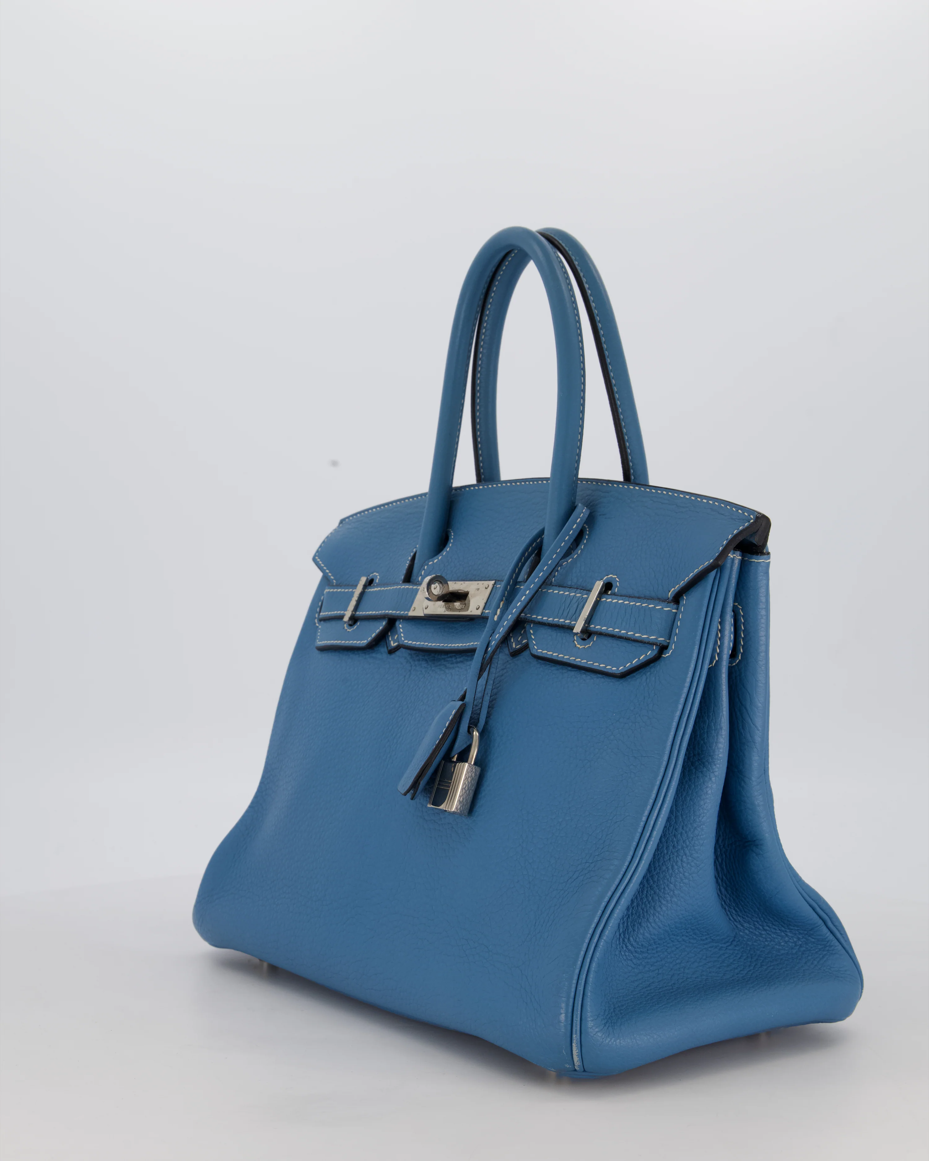 Hermès Birkin 30 Retourne Bag in Blue Jean Togo Leather with Palladium Hardware - Image 9