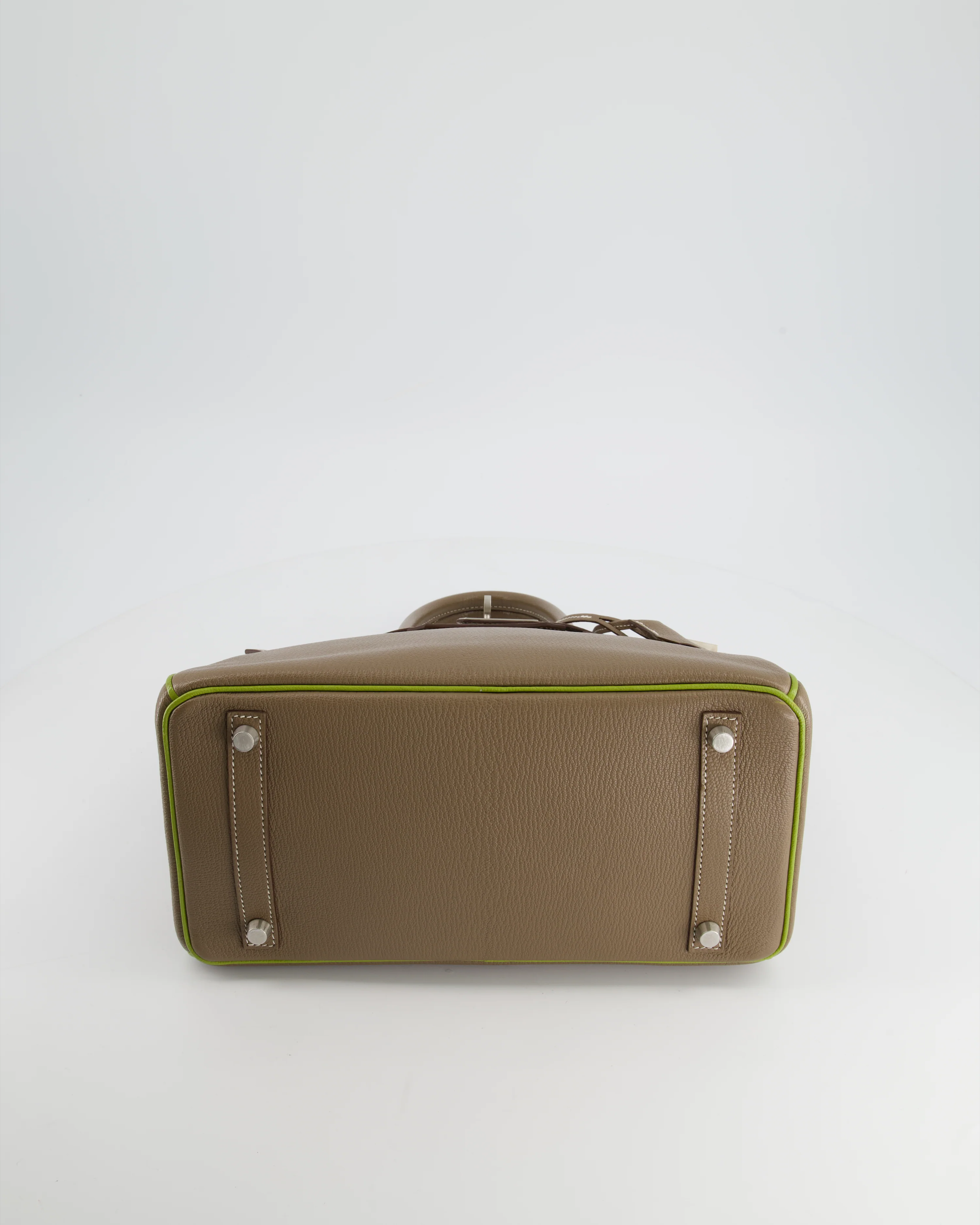 Hermès HSS Birkin 30 Retourne Bag in Etoupe & Vert Anis Chèvre Mysore with Brushed Palladium Hardware - Image 20