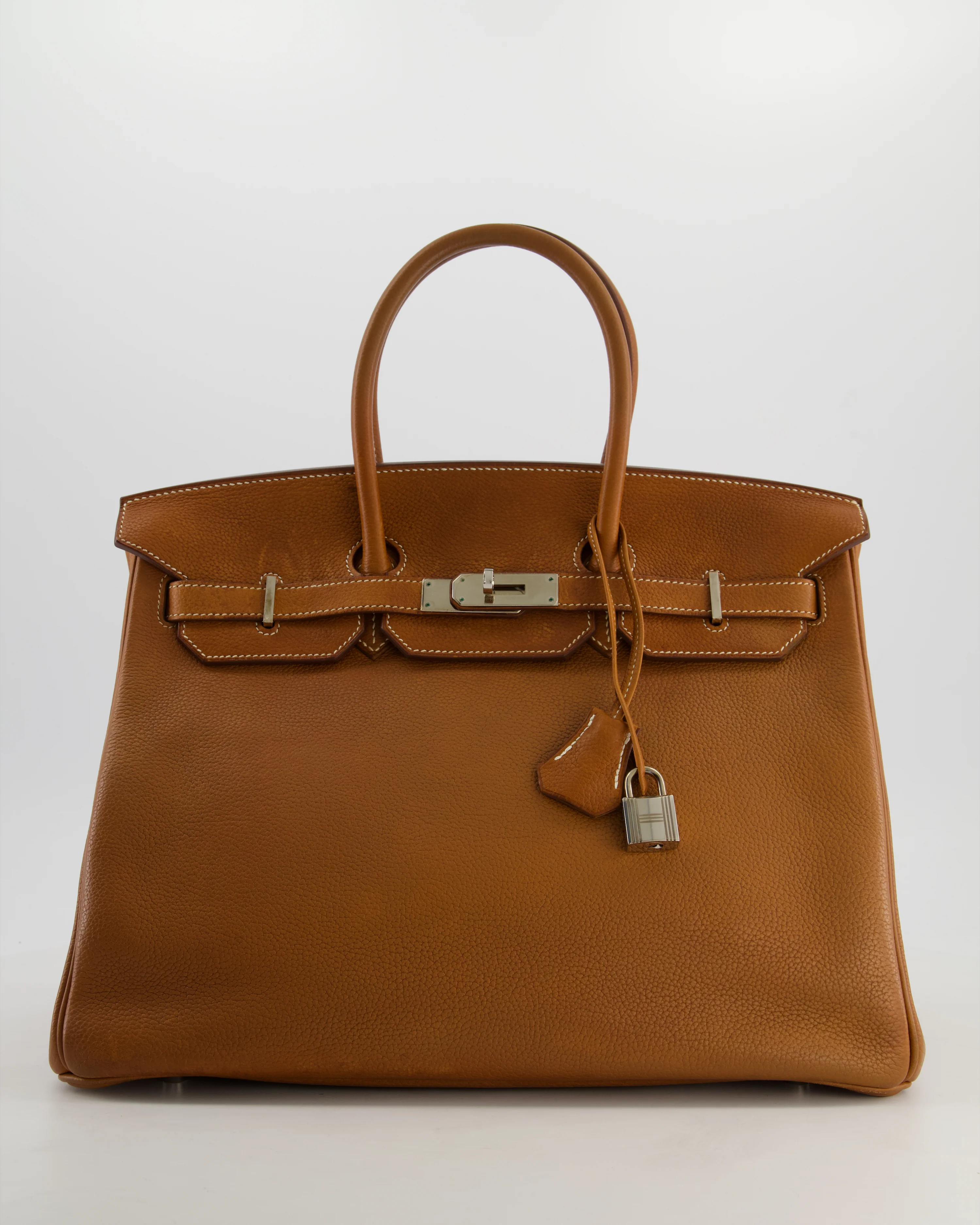 *RARE* Hermès Birkin 35 Retourne Bag in Fauve Barenia Faubourg Leather with Palladium Hardware