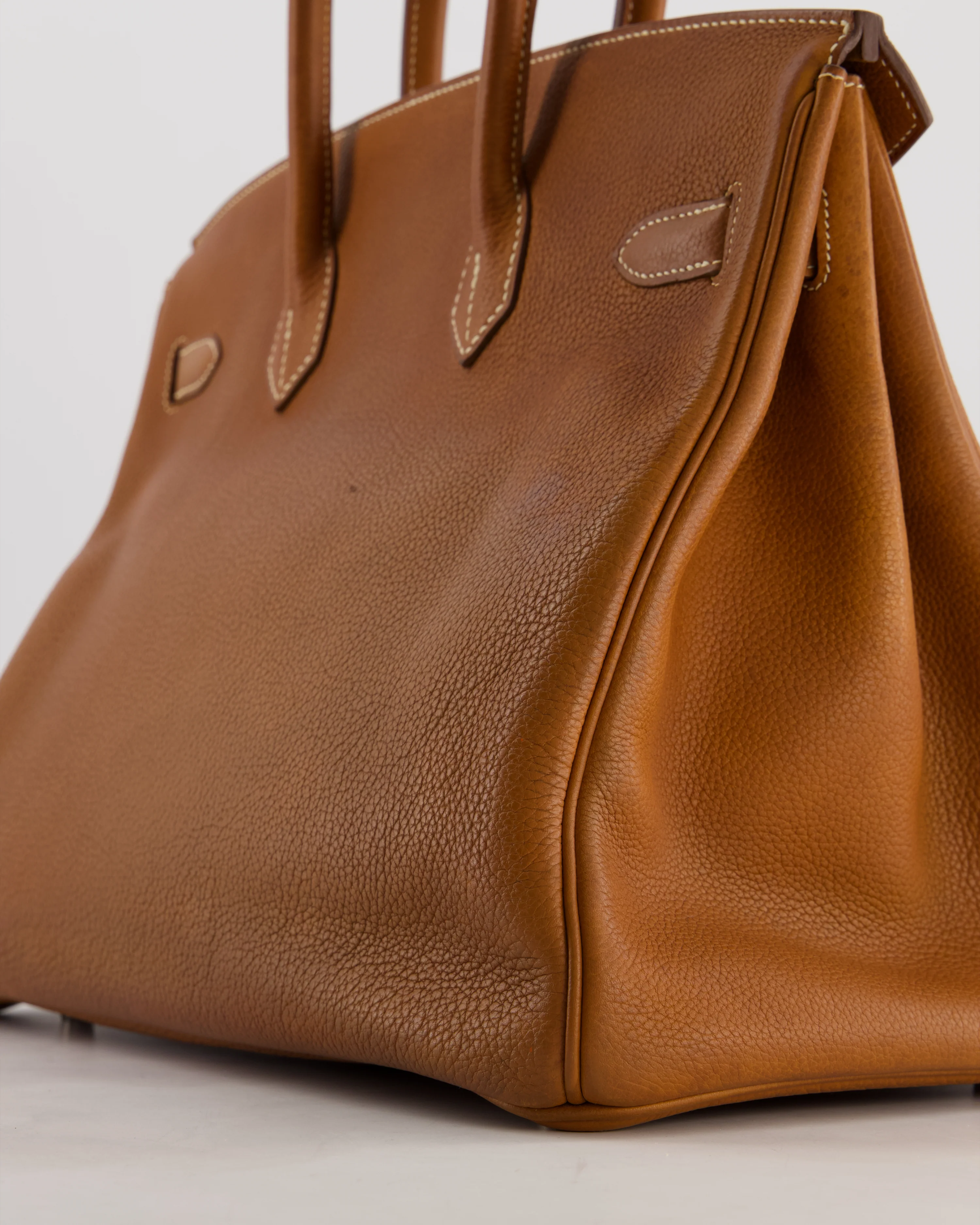 *RARE* Hermès Birkin 35 Retourne Bag in Fauve Barenia Faubourg Leather with Palladium Hardware - Image 13
