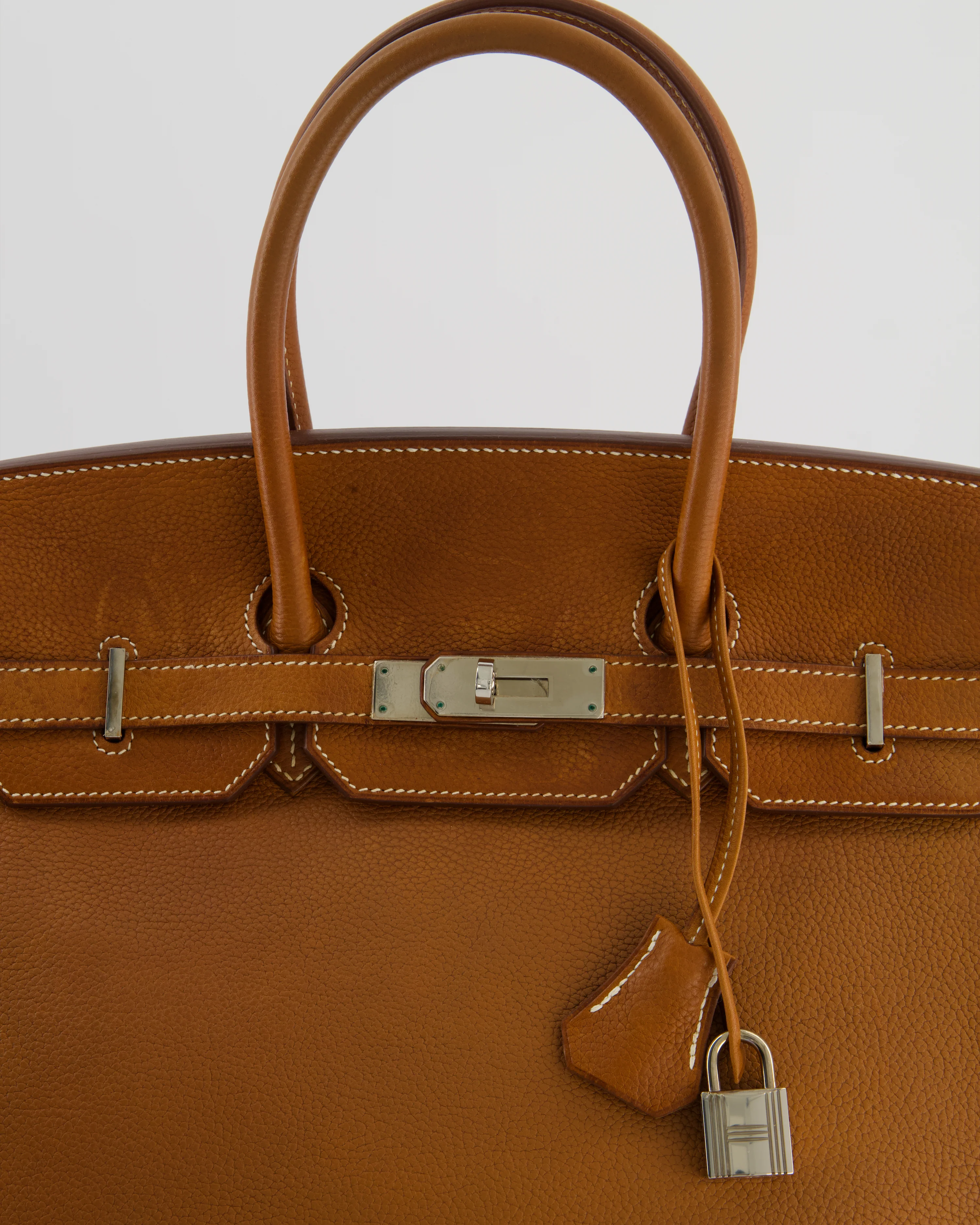 *RARE* Hermès Birkin 35 Retourne Bag in Fauve Barenia Faubourg Leather with Palladium Hardware - Image 14
