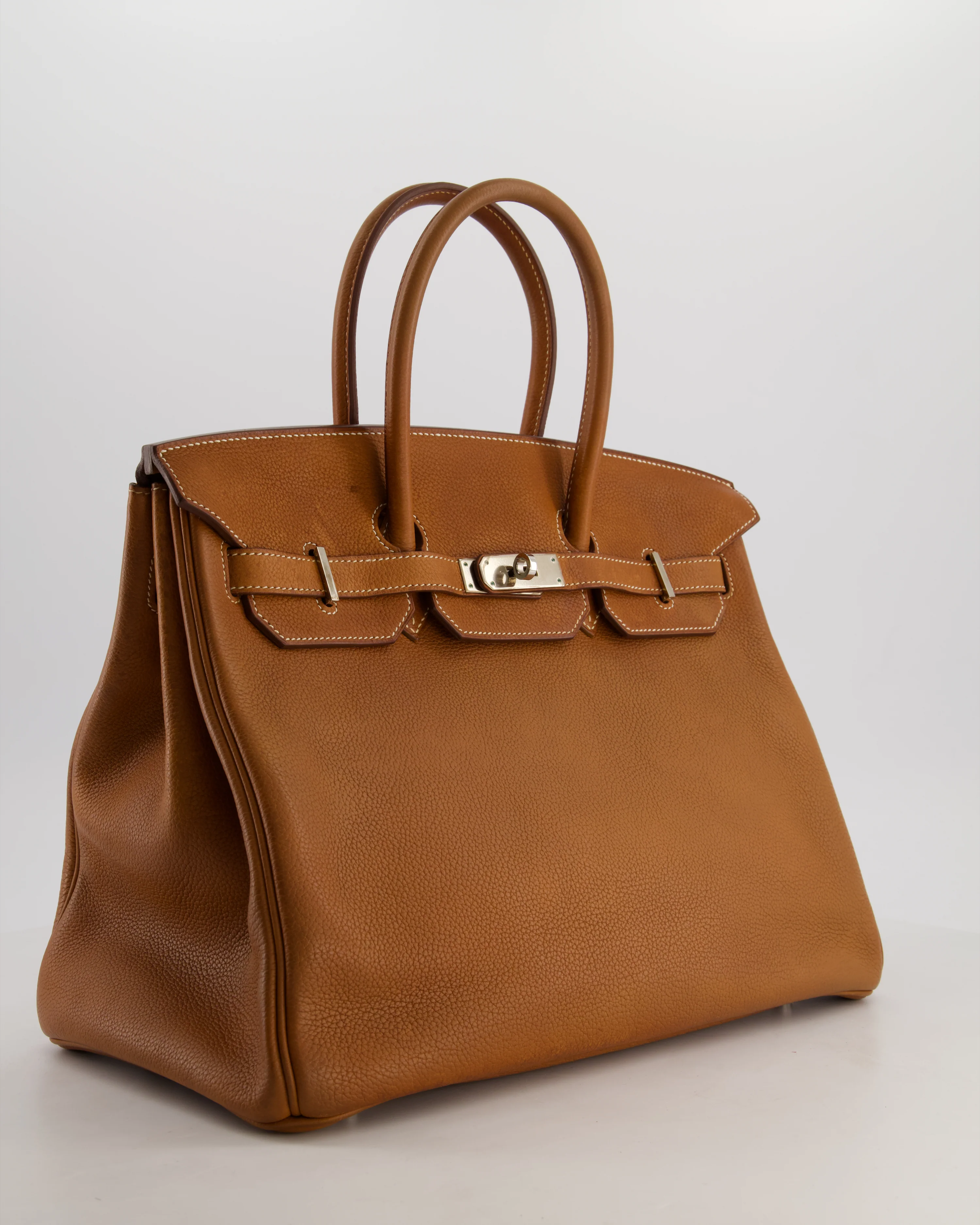 *RARE* Hermès Birkin 35 Retourne Bag in Fauve Barenia Faubourg Leather with Palladium Hardware - Image 4