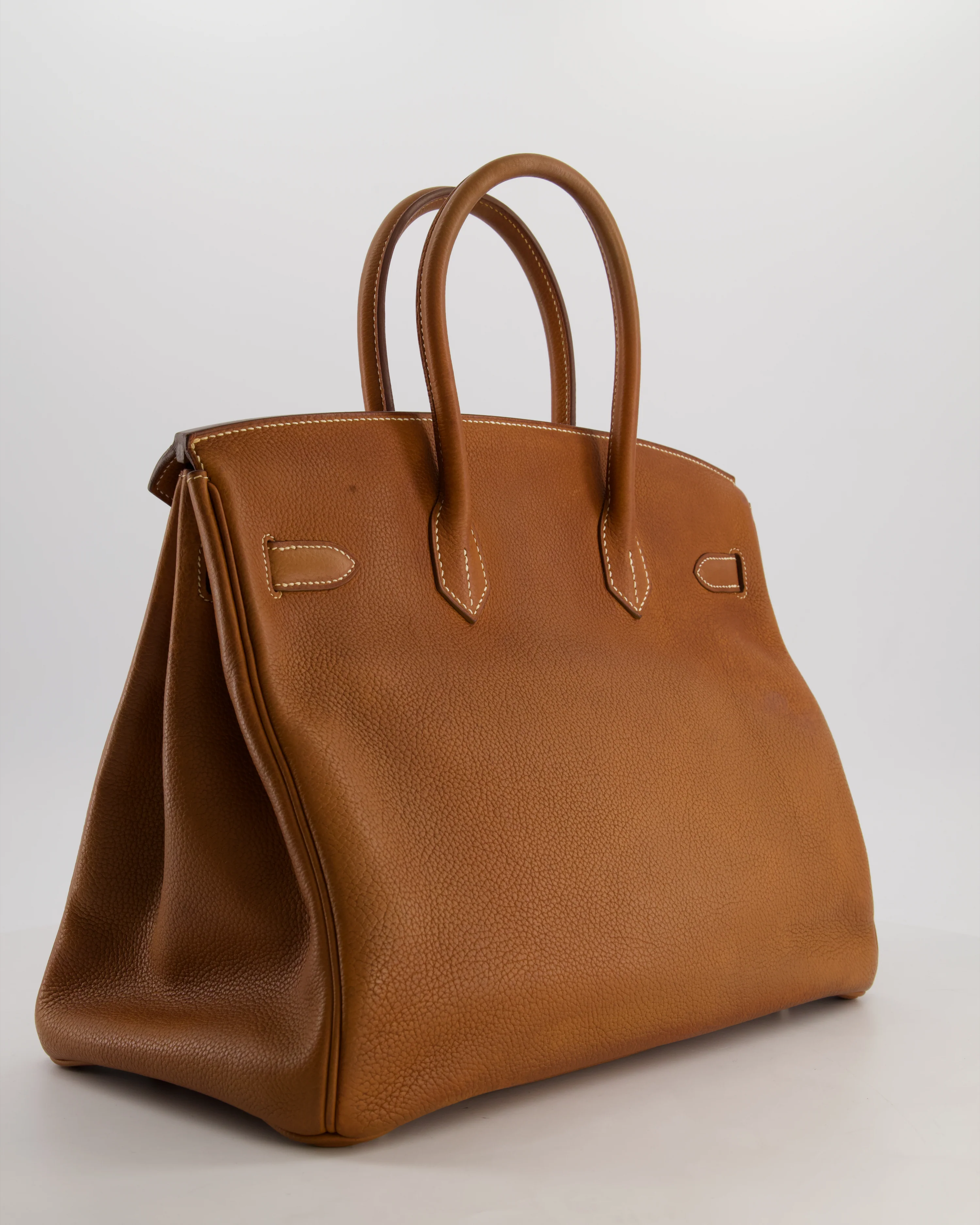 *RARE* Hermès Birkin 35 Retourne Bag in Fauve Barenia Faubourg Leather with Palladium Hardware - Image 8