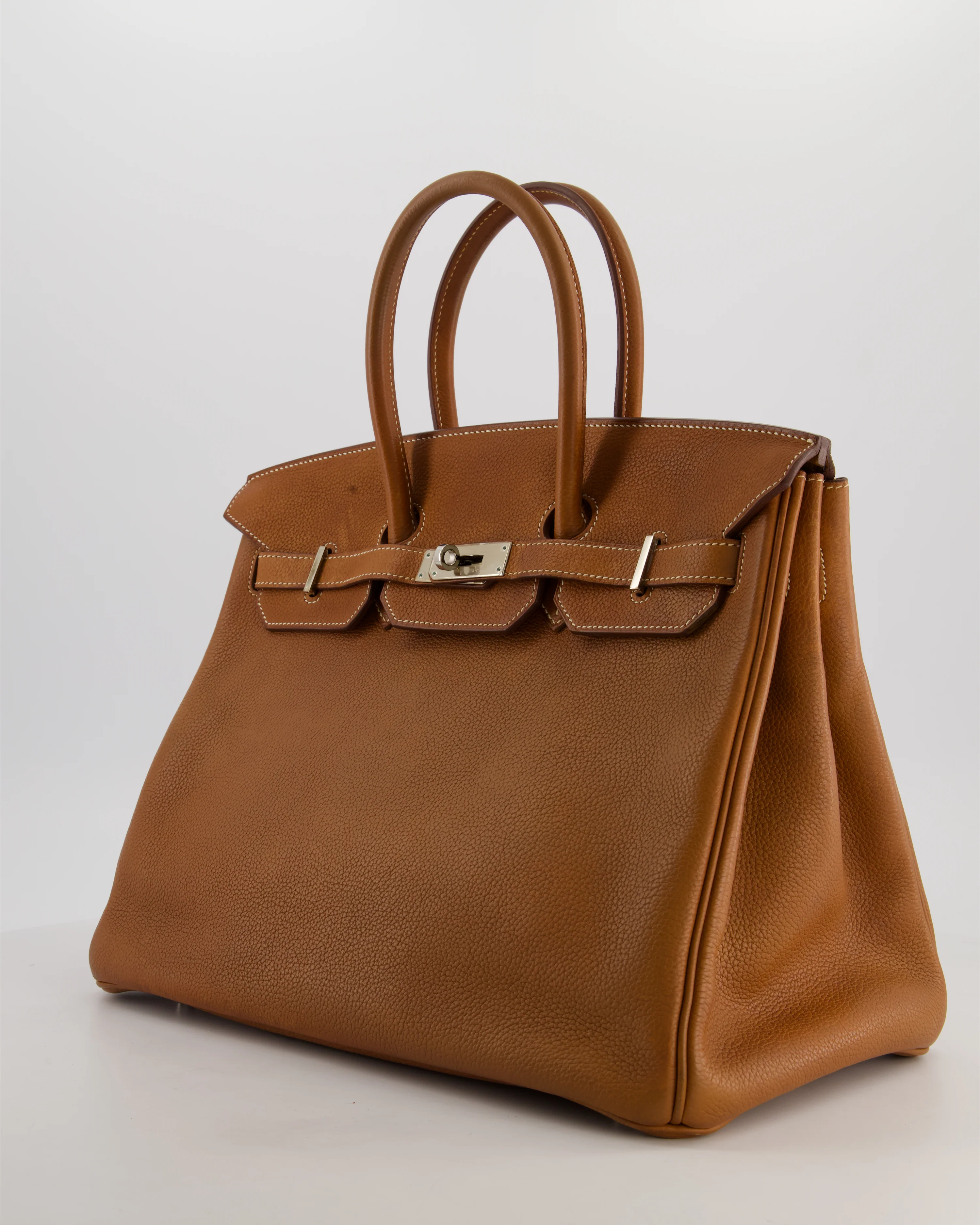 *RARE* Hermès Birkin 35 Retourne Bag in Fauve Barenia Faubourg Leather with Palladium Hardware - Image 9
