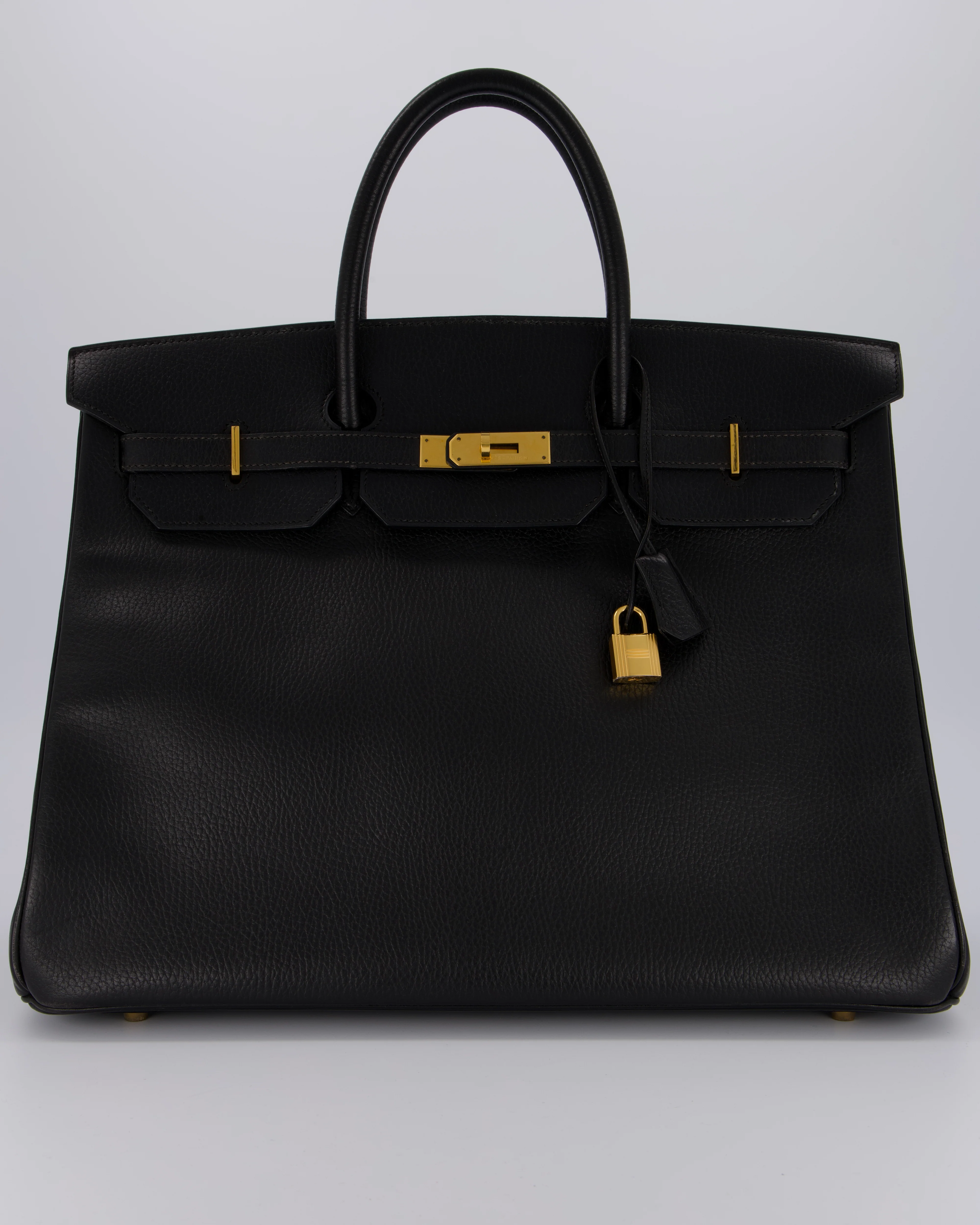 *RARE* Hermès Birkin 40 Retourne Bag in Black Ardennes Leather with Gold Hardware