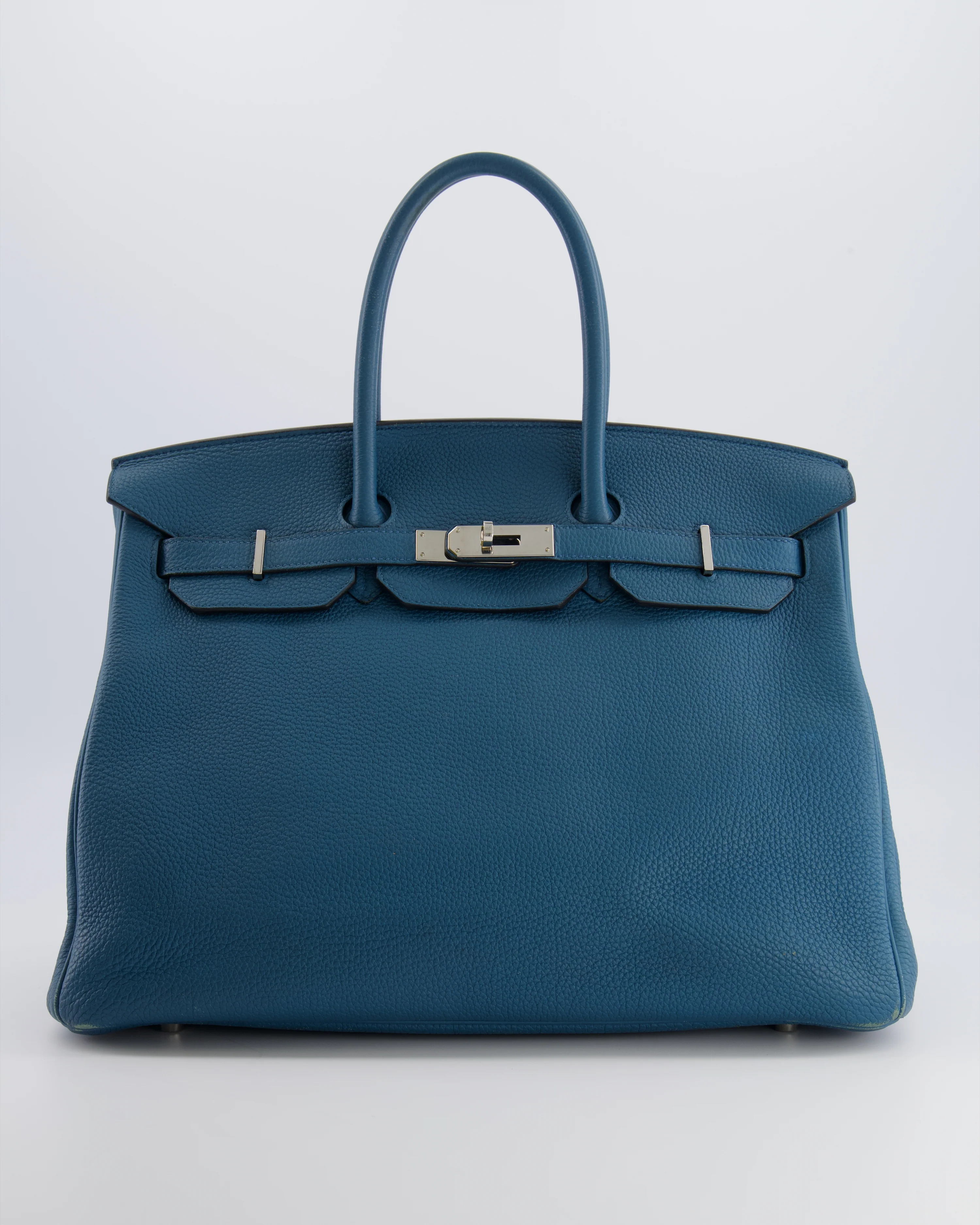 Hermès Birkin 35 Retourne Bag in Blue Jean Togo Leather with Palladium Hardware