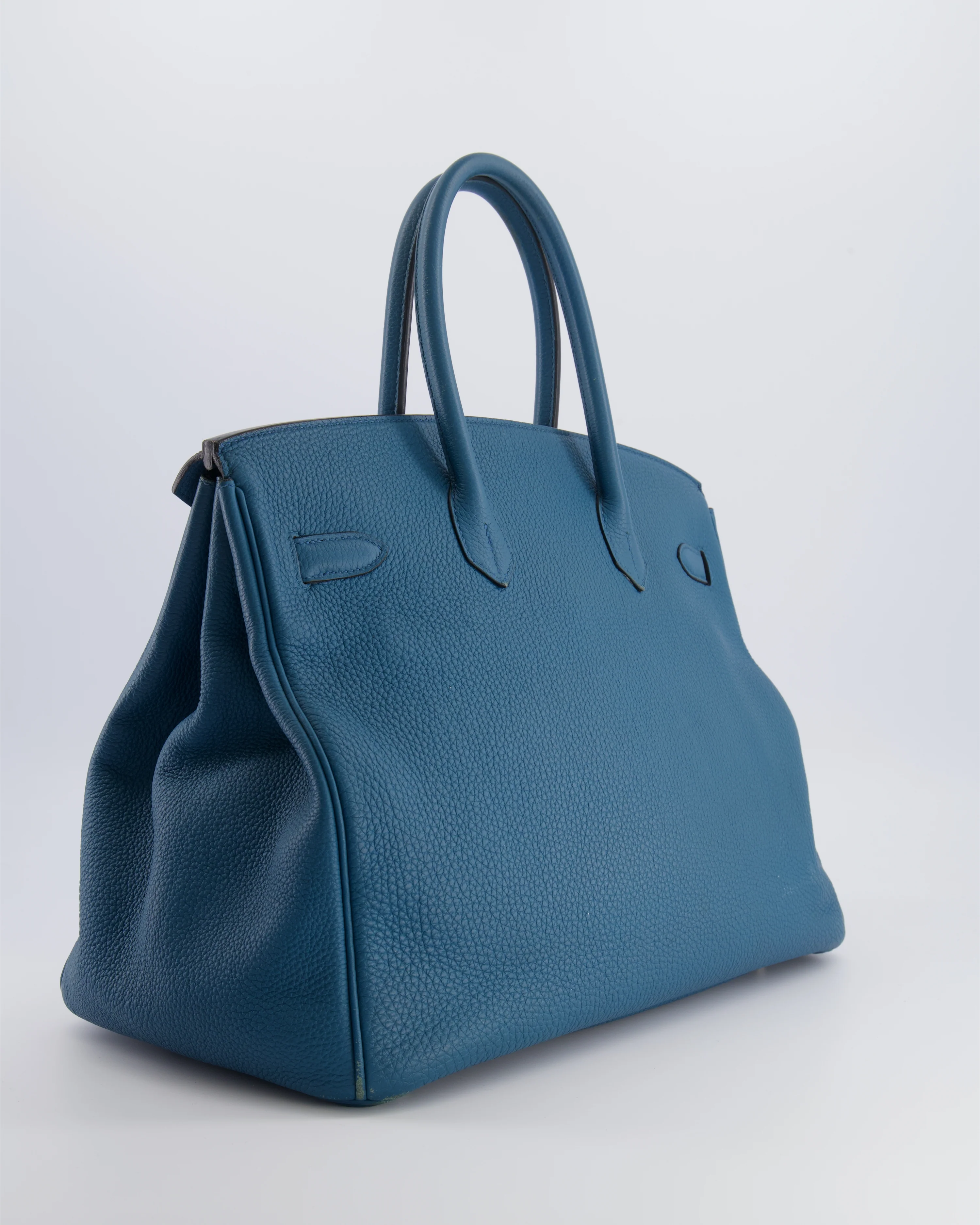 Hermès Birkin 35 Retourne Bag in Blue Jean Togo Leather with Palladium Hardware - Image 10